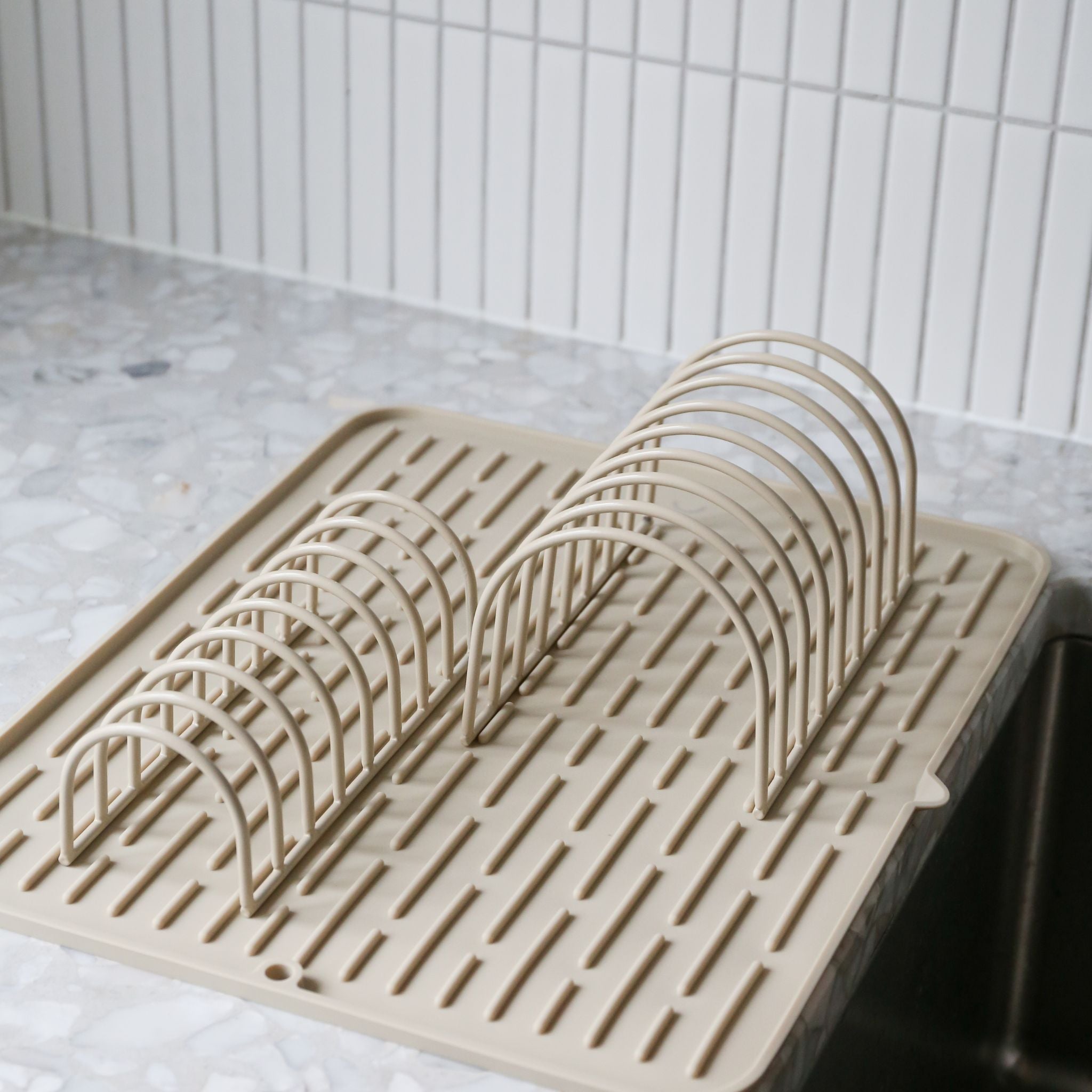 Premium Dish Drainer Set of 2 - Space-Saving Kitchen Organizer with Sand Color Design | Perfect for Countertop Drying Racks, Dish Rack for Sink, and Kitchen Utensil Storage