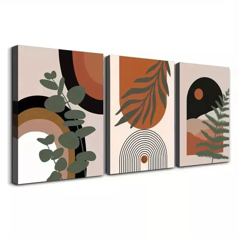 3-Piece Desert & Palm Leaves Wall Art Set - Framed Canvas 50x70cm - High Quality Print - 100% Australian Made - Ready to Hang - Perfect for Living Room, Bedroom & Office Decor