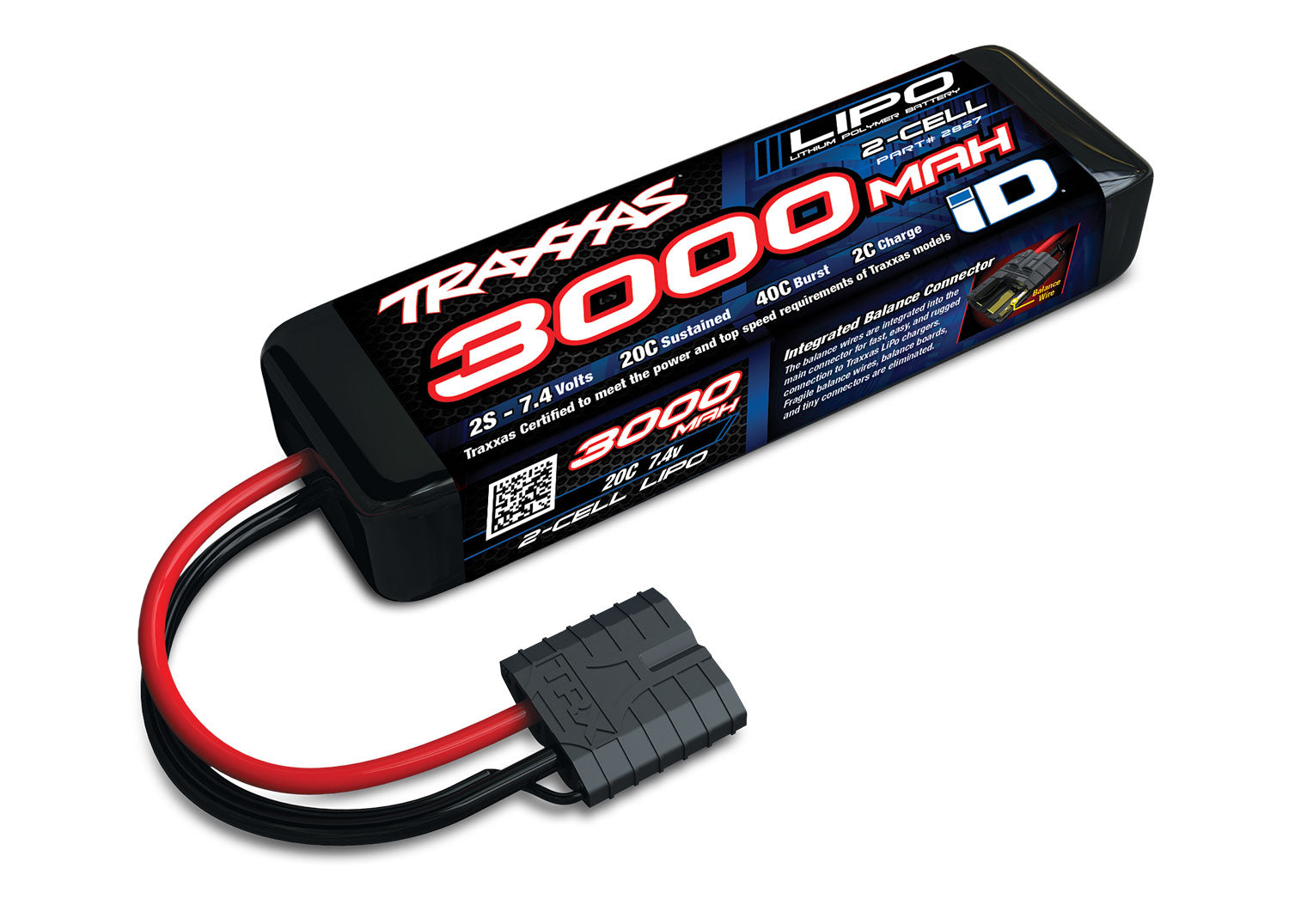 2 Cell 7.4V 3000mAh LiPo Rechargeable Battery for RC Cars, Drones, and DIY Electronics - High Performance Power Supply