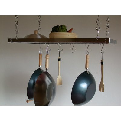 Taylor & Ng Stainless Steel Rectangular Ceiling Pot Rack - Space Saving Kitchen Organizer for Cookware Storage (Hanging Pots, Pans & Utensils) - Perfect for Small Kitchens & Professional Chefs