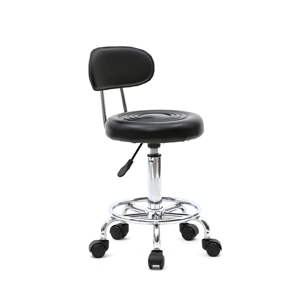 Adjustable Rolling Guitar Stool Chair - Swivel Office Stool for Bedroom, Salon, Spa, Massage & Beauty Desk - Black 34 x 34 x 83.5CM - Perfect for Musicians, Home Office & Professional Use