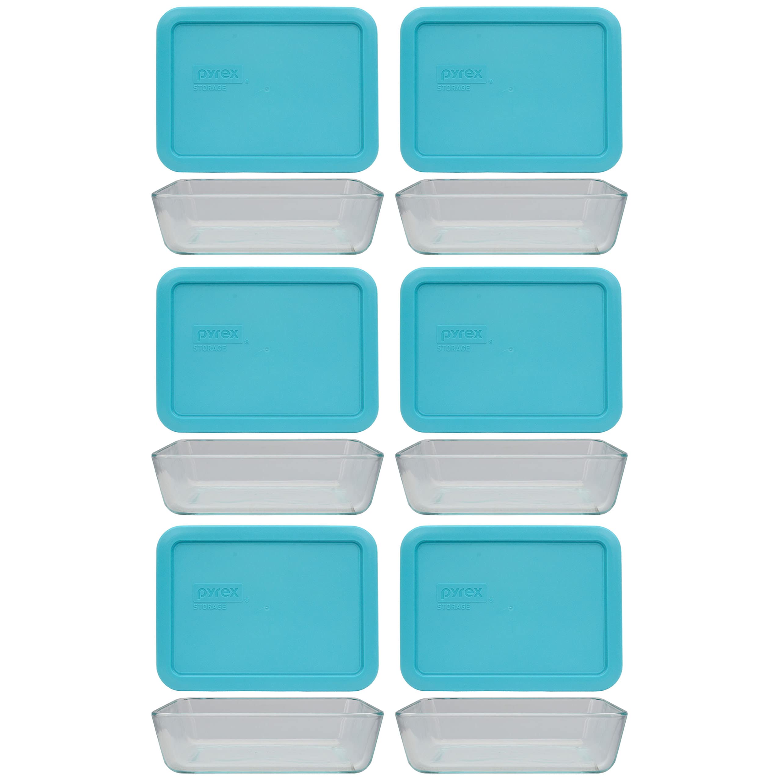 Pyrex 6-Piece Glass Food Storage Containers with Blue Lids - Airtight, Microwave & Freezer Safe - Perfect for Meal Prep, Leftovers & Kitchen Organization