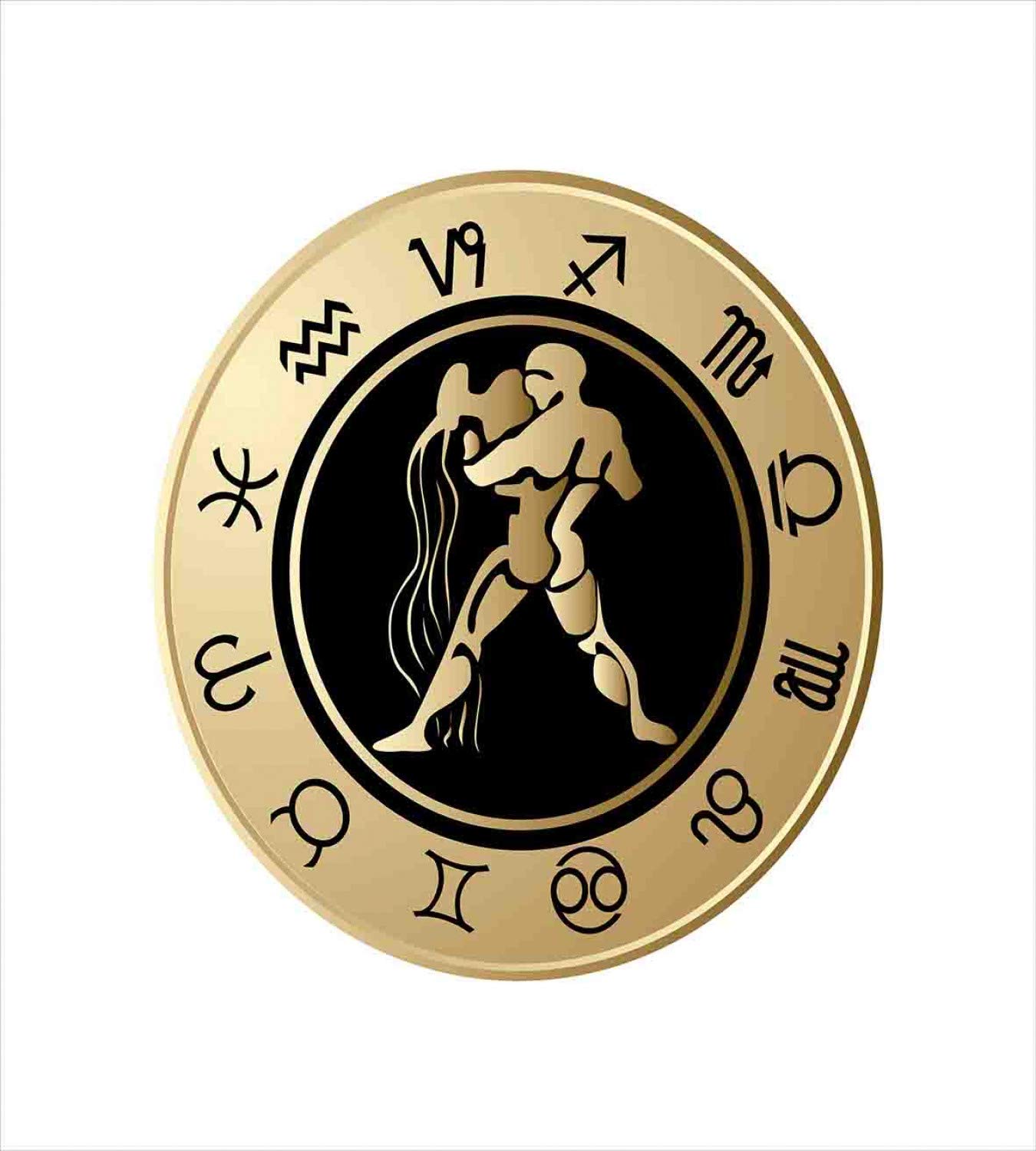 Ambesonne Zodiac Aquarius Duvet Cover Set - 3 Piece King Size Bedding with 12 Horoscope Signs, Planets, Sun & Moon Design in Sand Brown & Black | Perfect for Astrology Lovers' Bedroom Decor & Gift Ideas