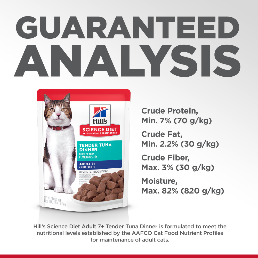 Hill's Science Diet Senior 7+ Tender Tuna Dinner Wet Cat Food - High Protein, Easy to Digest for Older Cats - Perfect for Senior Cat Nutrition & Mealtime Enjoyment