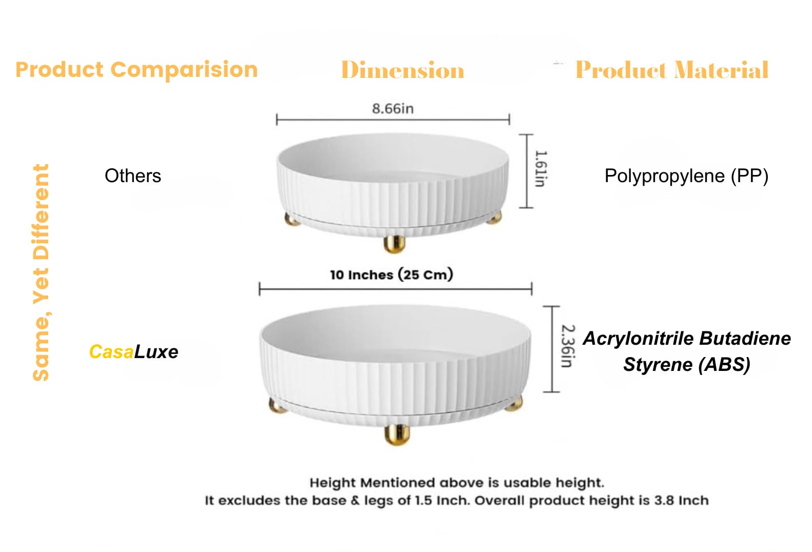 CasaLuxe 10 Inch White Lazy Susan Turntable - 360° Rotating Tray for Kitchen, Dining Table, Makeup Organizer, Bathroom & Cabinet Storage | Multipurpose Spinning Organizer for Home & Office Use