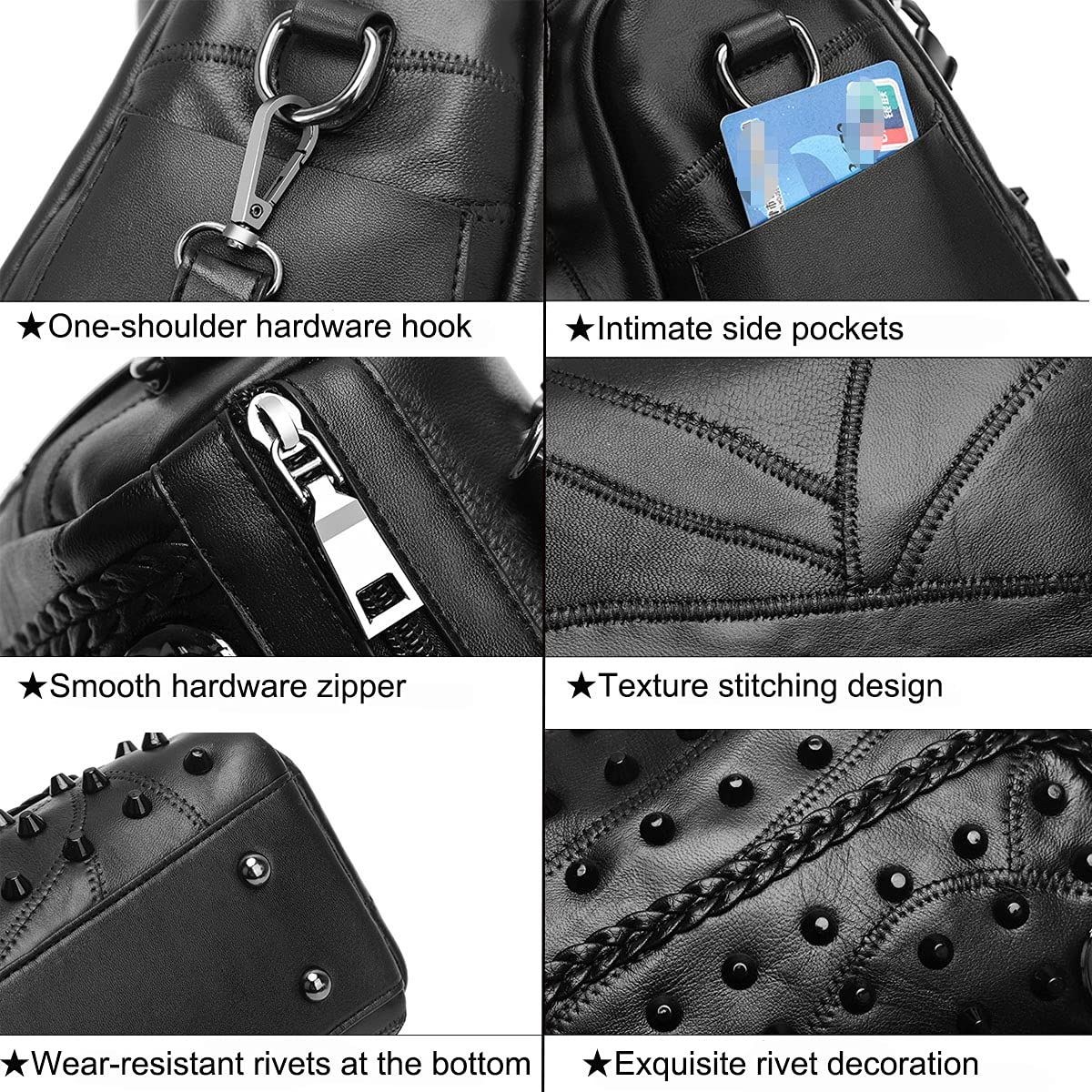 Stylish Women's Crossbody Bags & Shoulder Purses - PU Leather Satchels with Rivet Details, Retro Top-Handle Totes - Perfect for Work, Travel & Everyday Use