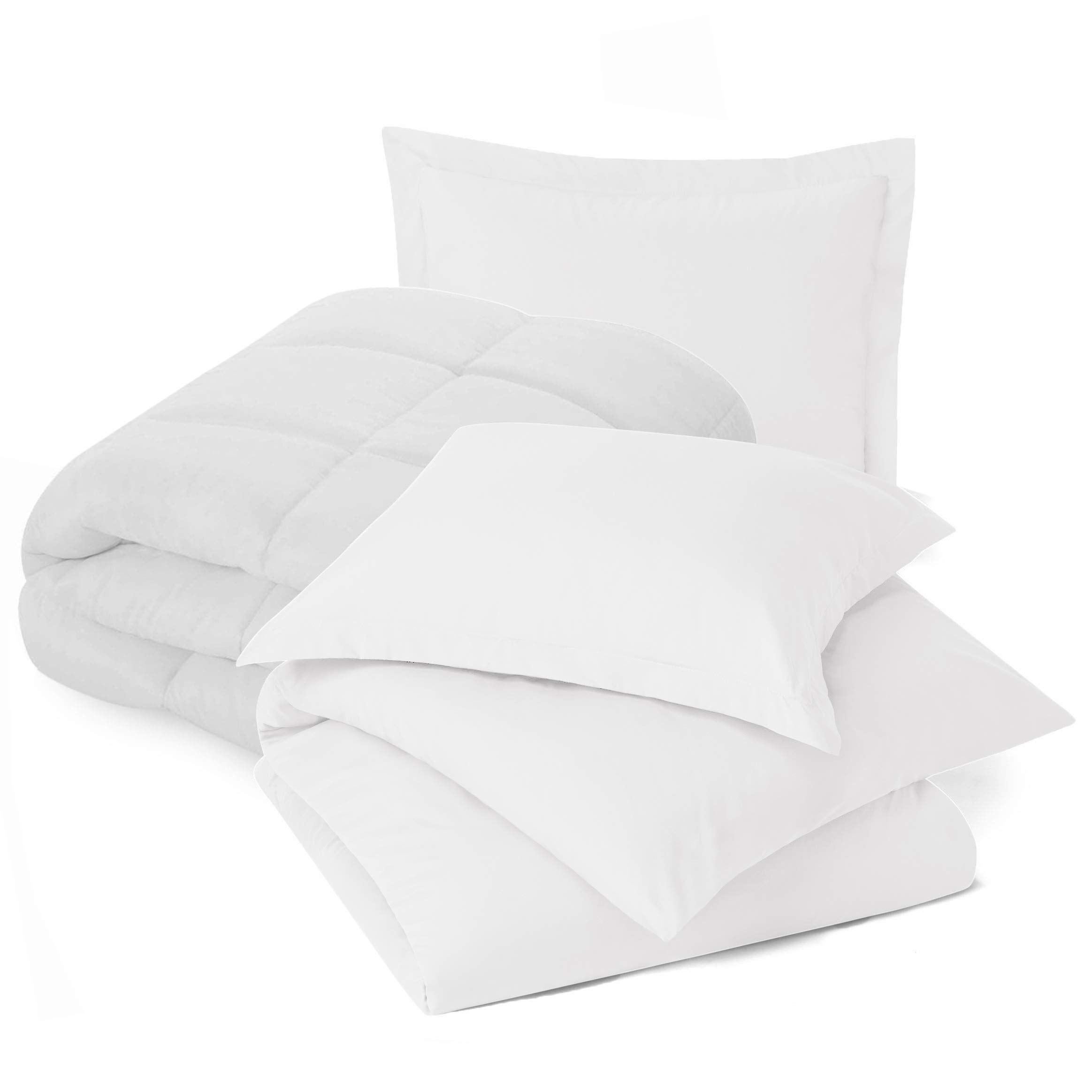 Premium King Size Bedding Set - 7-Piece Microfiber Comforter Set with Duvet Cover & Pillow Shams | Ultra Soft White Bedding for Master Bedroom | Perfect for Home, Hotel, and Guest Room Decor