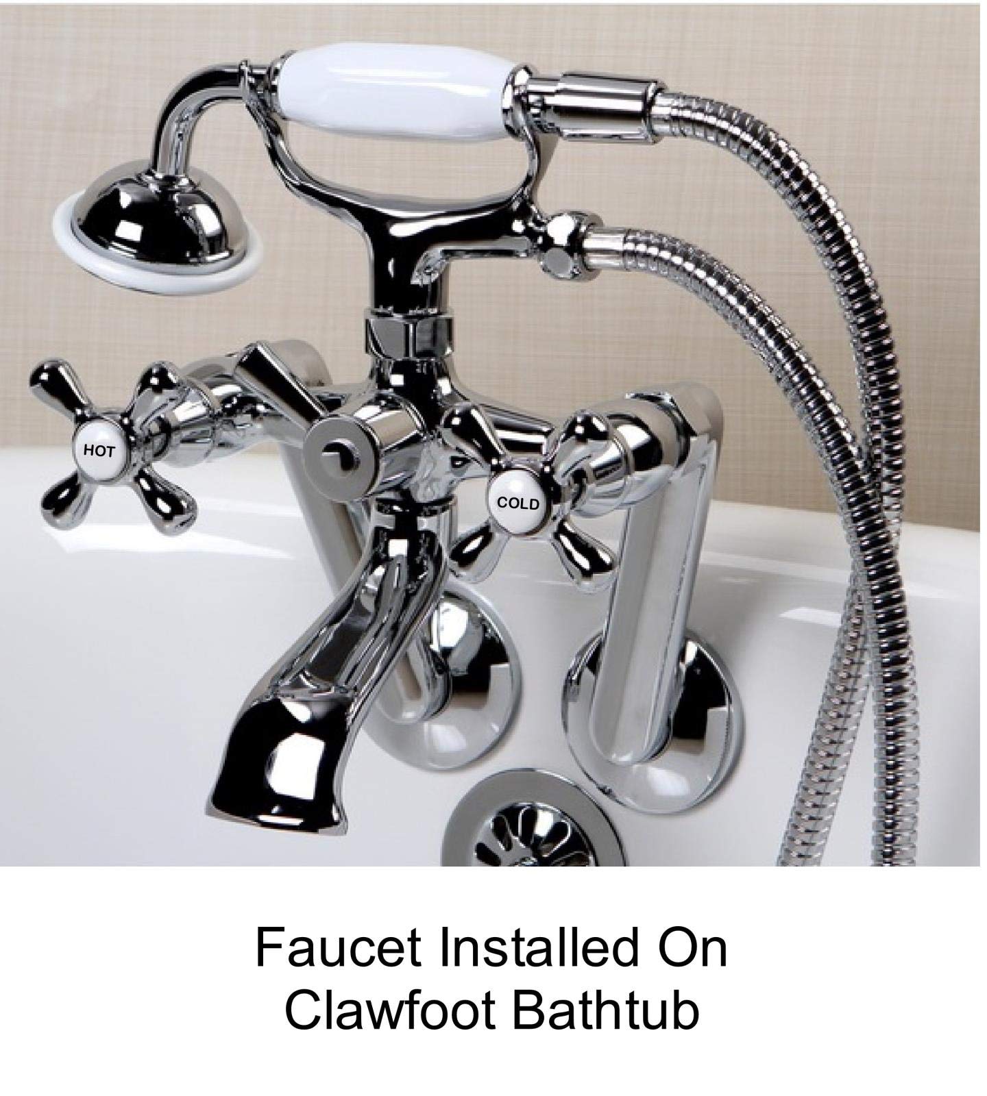 Vintage Chrome Clawfoot Bathtub Faucet with Handheld Shower Sprayer - Perfect for Antique Bathroom Renovations & Spa-Style Relaxation