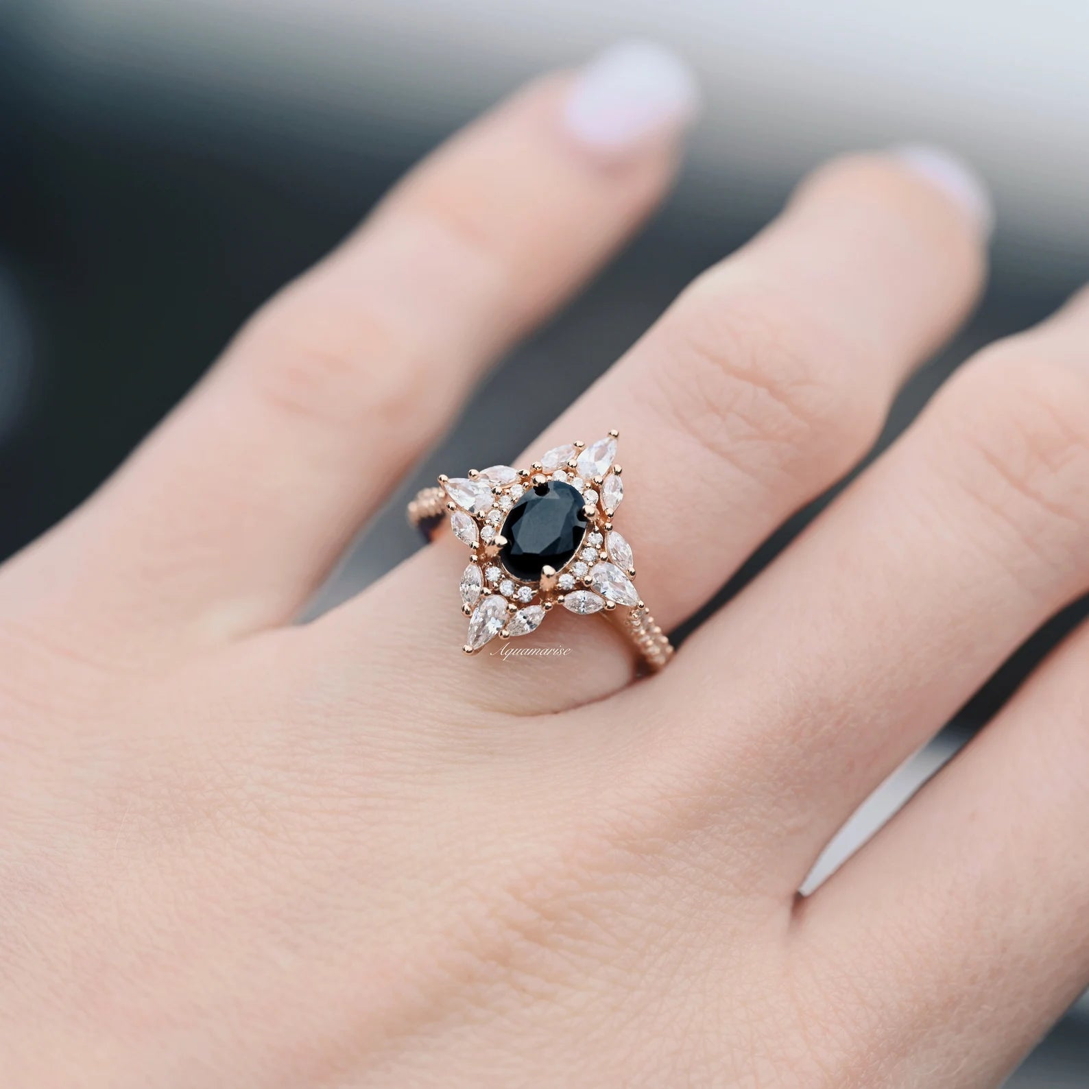 Stella Black Onyx Ring 14K Rose Gold Vermeil - Elegant Stackable Ring for Women, Perfect for Everyday Wear, Gift Giving & Special Occasions