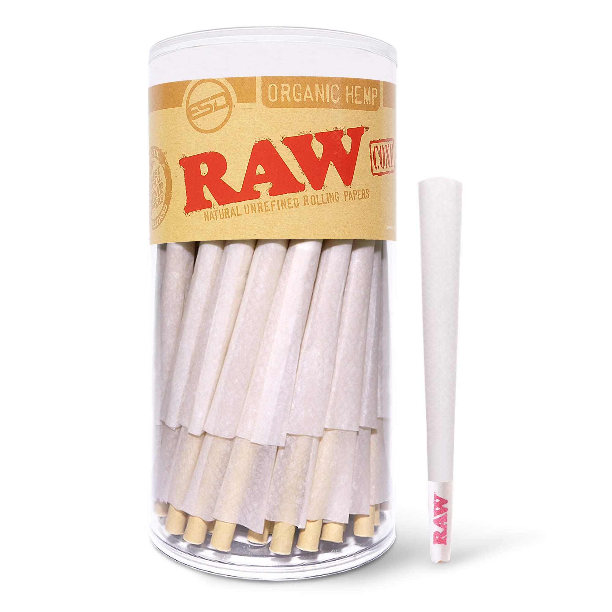 Organic RAW King Size Pre-Rolled Cones 100 Pack | Natural Hemp Rolling Papers with Tips | Perfect for Rolling Smooth, Slow-Burning Joints at Home or On-The-Go