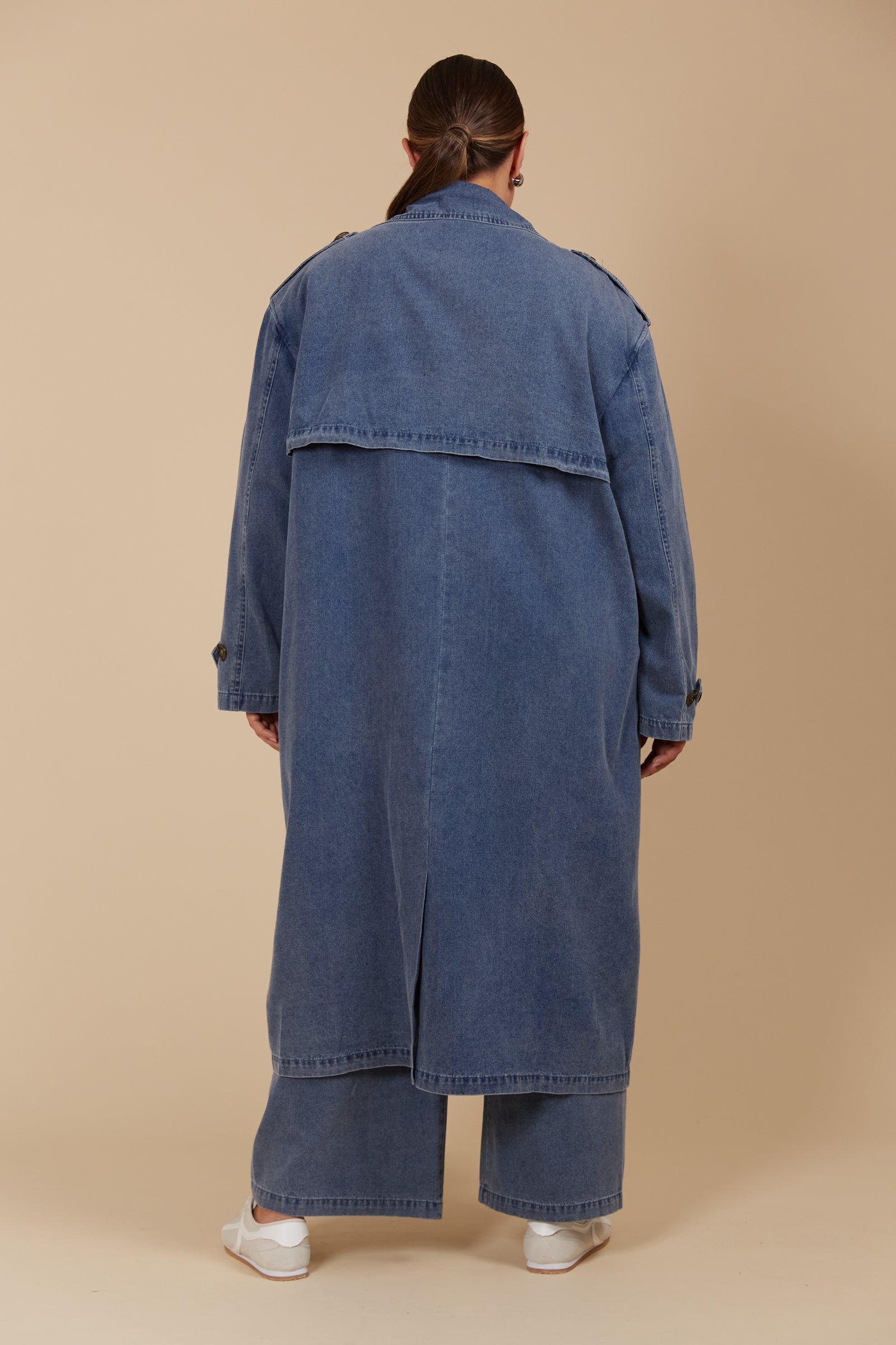 Freya Women's Denim Trench Coat - Stylish Long Jacket for Spring & Fall Fashion | Casual Outerwear for Everyday Wear