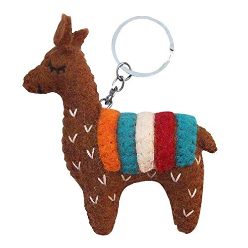 Handmade Brown Llama Keychain - Authentic Wool Keyring from Nepal - Perfect Gift for Travel Lovers & Animal Enthusiasts