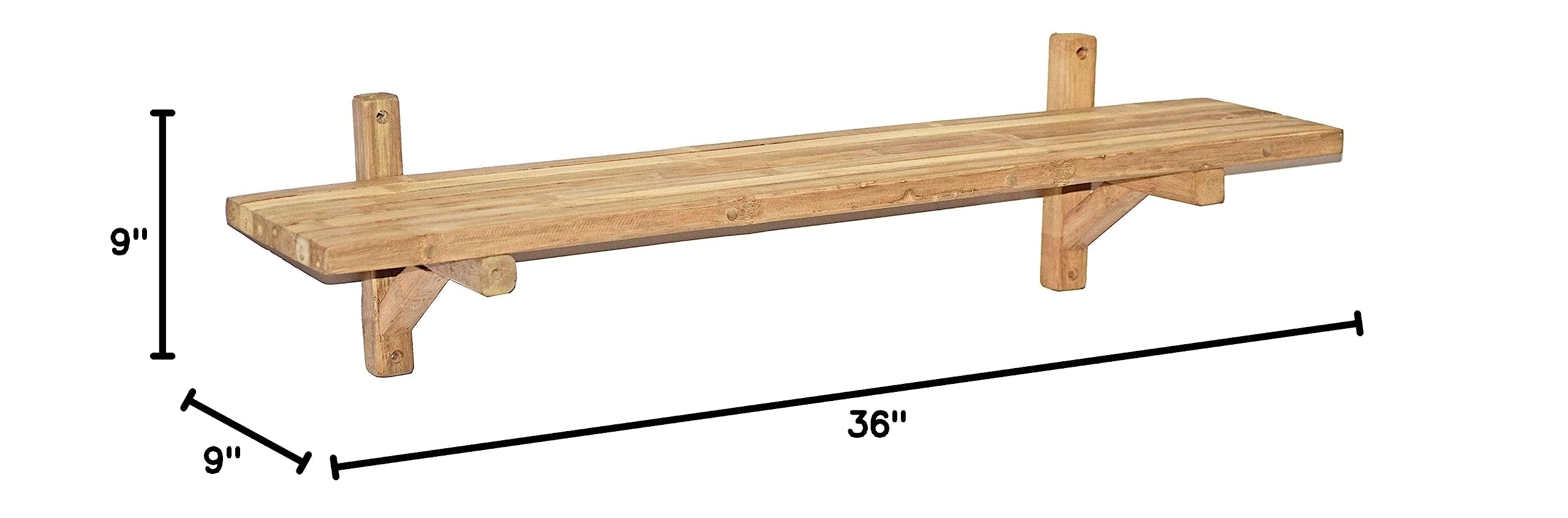 Bamboo Single Wall Shelf - Natural Wood Floating Shelf for Bathroom, Kitchen, Bedroom Decor - Perfect for Organizing & Displaying Plants, Books, Photos