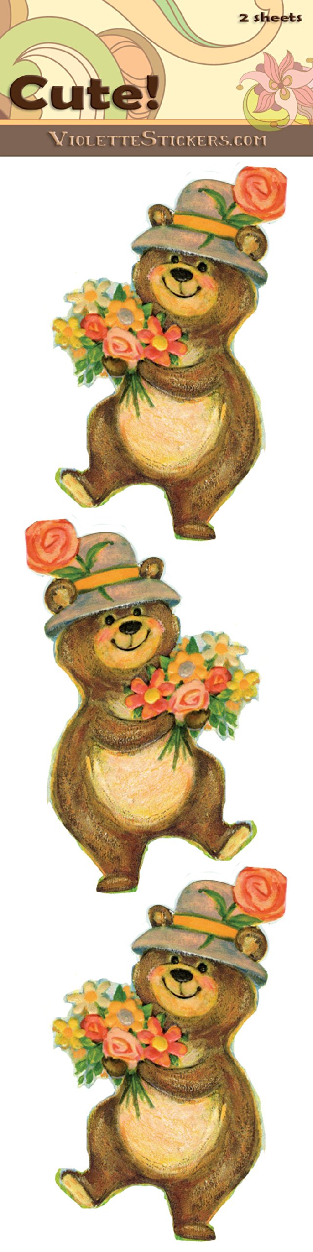 Adorable Floral Bear Stickers - Perfect for Scrapbooking, Journaling, and DIY Crafts