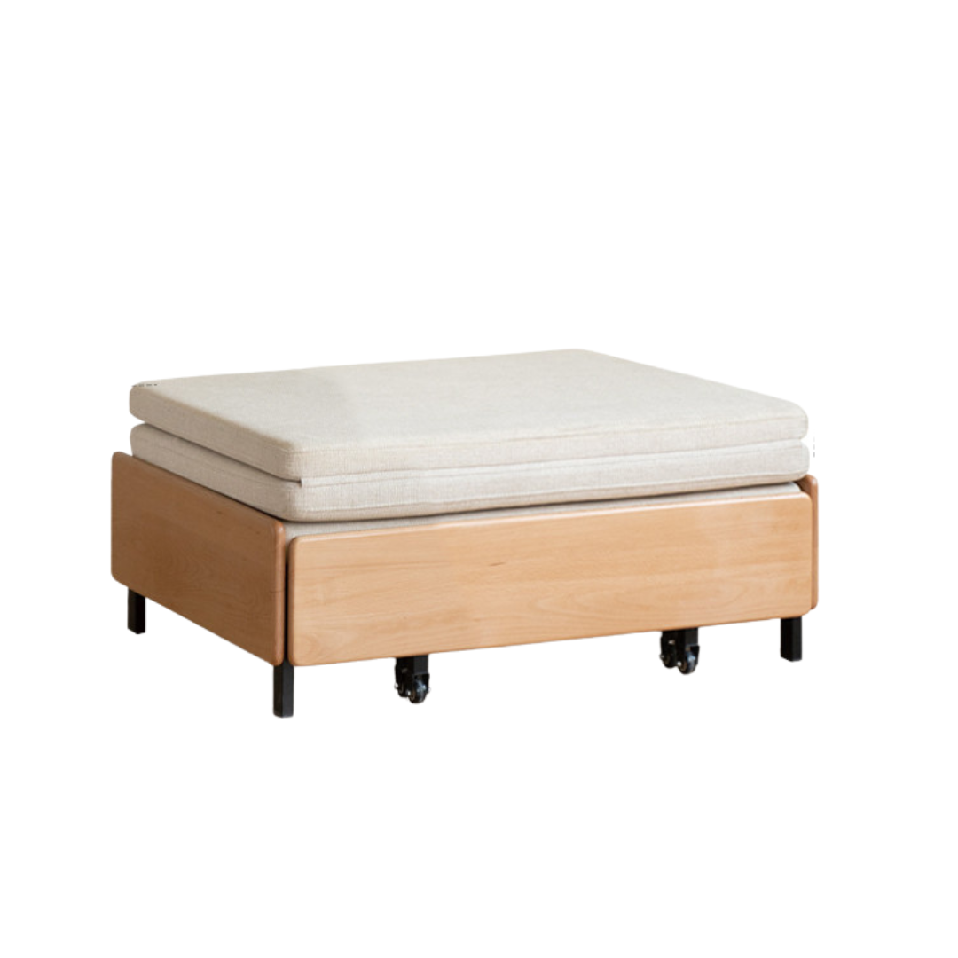 Solid Beech Wood Sofa Bed - Convertible Pull-Out Single Sleeper for Small Spaces | Guest Room & Studio Apartment Furniture