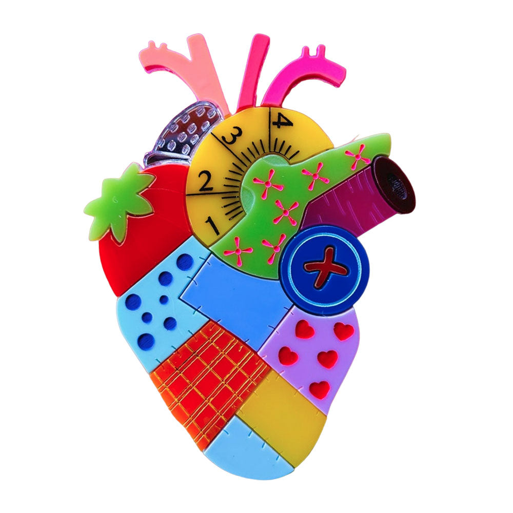 Anatomical Heart Acrylic Brooch DIY Sewing Kit - Unique Handmade Jewelry Supplies by Makokot Design - Perfect for Crafting, Cosplay & Fashion Accessories