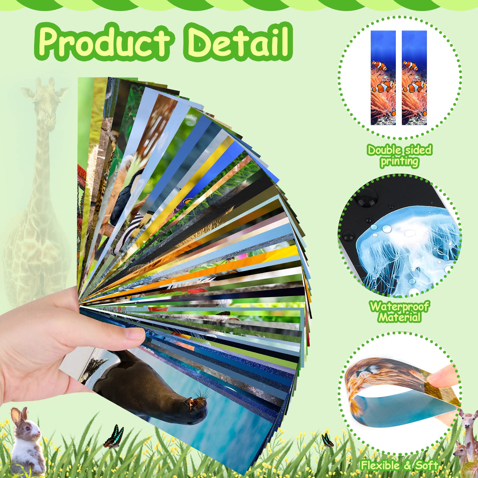 300PCS Bulk Animal Bookmarks for Kids - 60 Unique Wildlife Designs, Double-Sided Cute Book Markers for Students, Classroom Rewards & Gifts | Perfect for Reading Incentives, School Prizes & Book Lovers