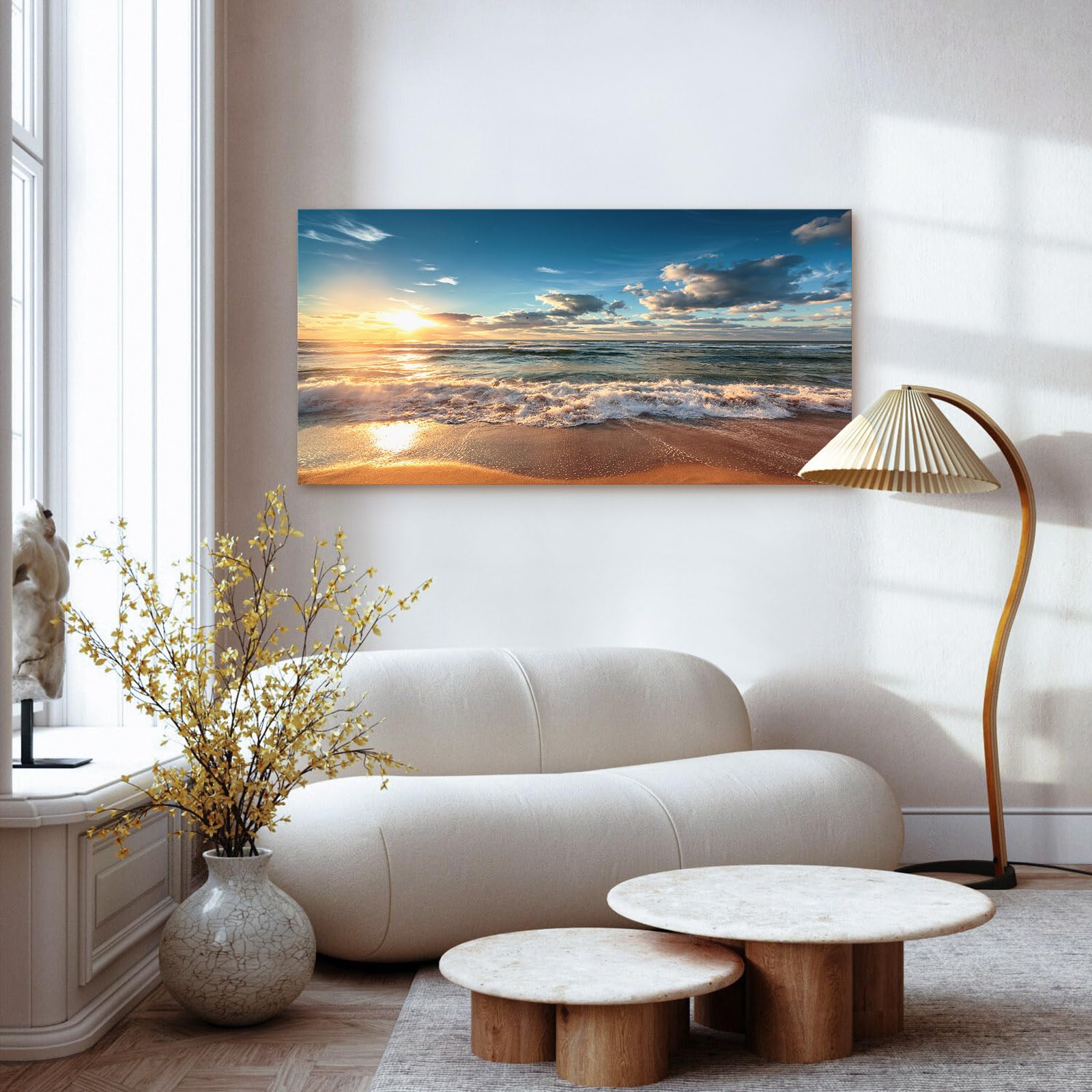DBLAKI DB3562 Framed Beach Sunset Ocean Wall Art - Stunning Cloudscape & Sunrise Photography Canvas Print, Ready to Hang for Living Room, Bedroom & Office Decor | Coastal Nature Pictures for Beach House & Seaside Theme