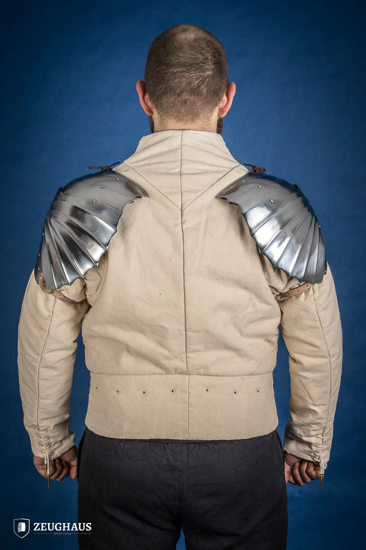 German Pauldrons 1.6mm Polished Steel - Medieval Armor Shoulder Protection for LARP, Cosplay & Renaissance Fairs | Historical Reenactment & Collectible Display