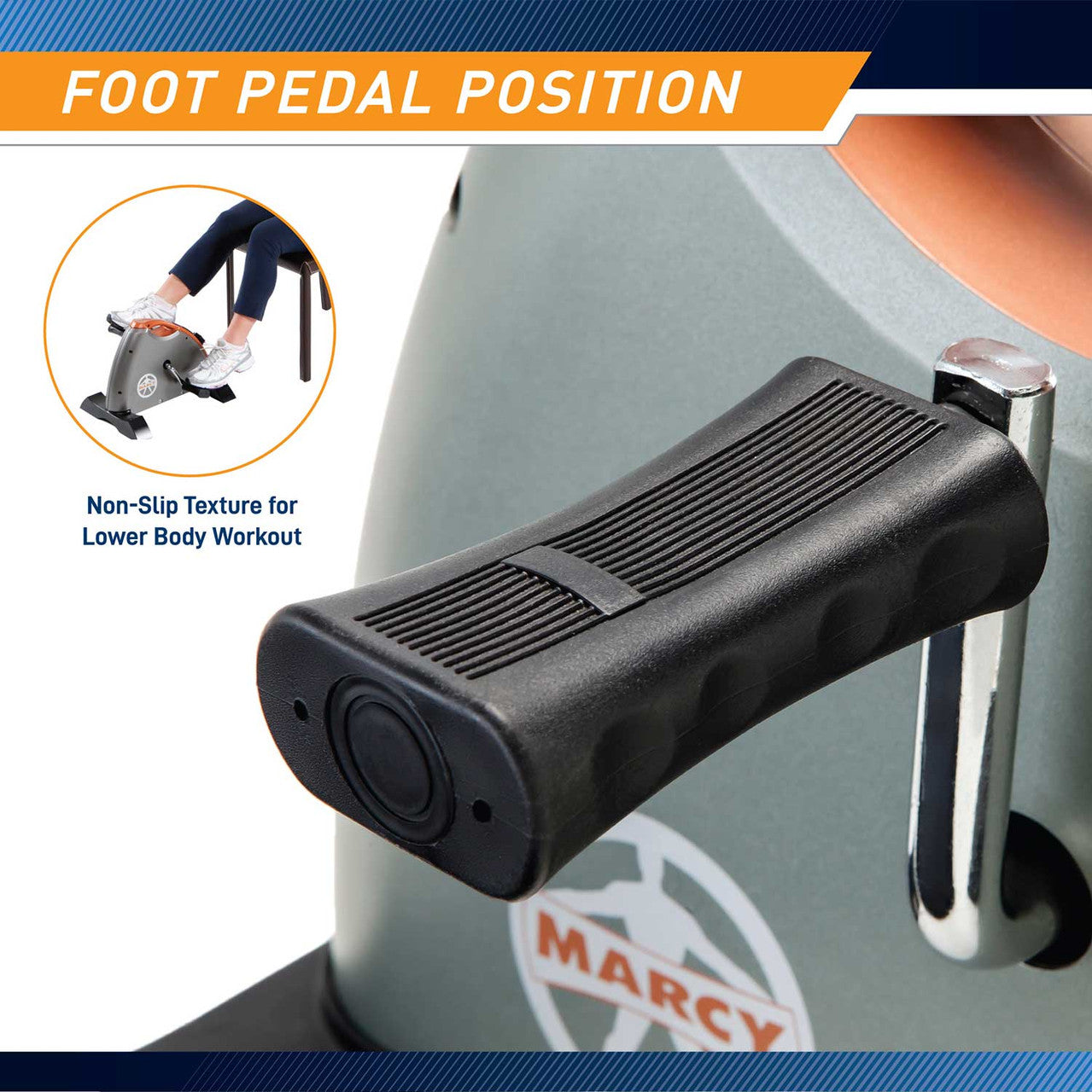 Marcy NS 909 Mini Exercise Bike - Portable Under Desk Pedal Exerciser for Home & Office Cardio Workout - Compact Cycling Machine for Legs & Arms Training