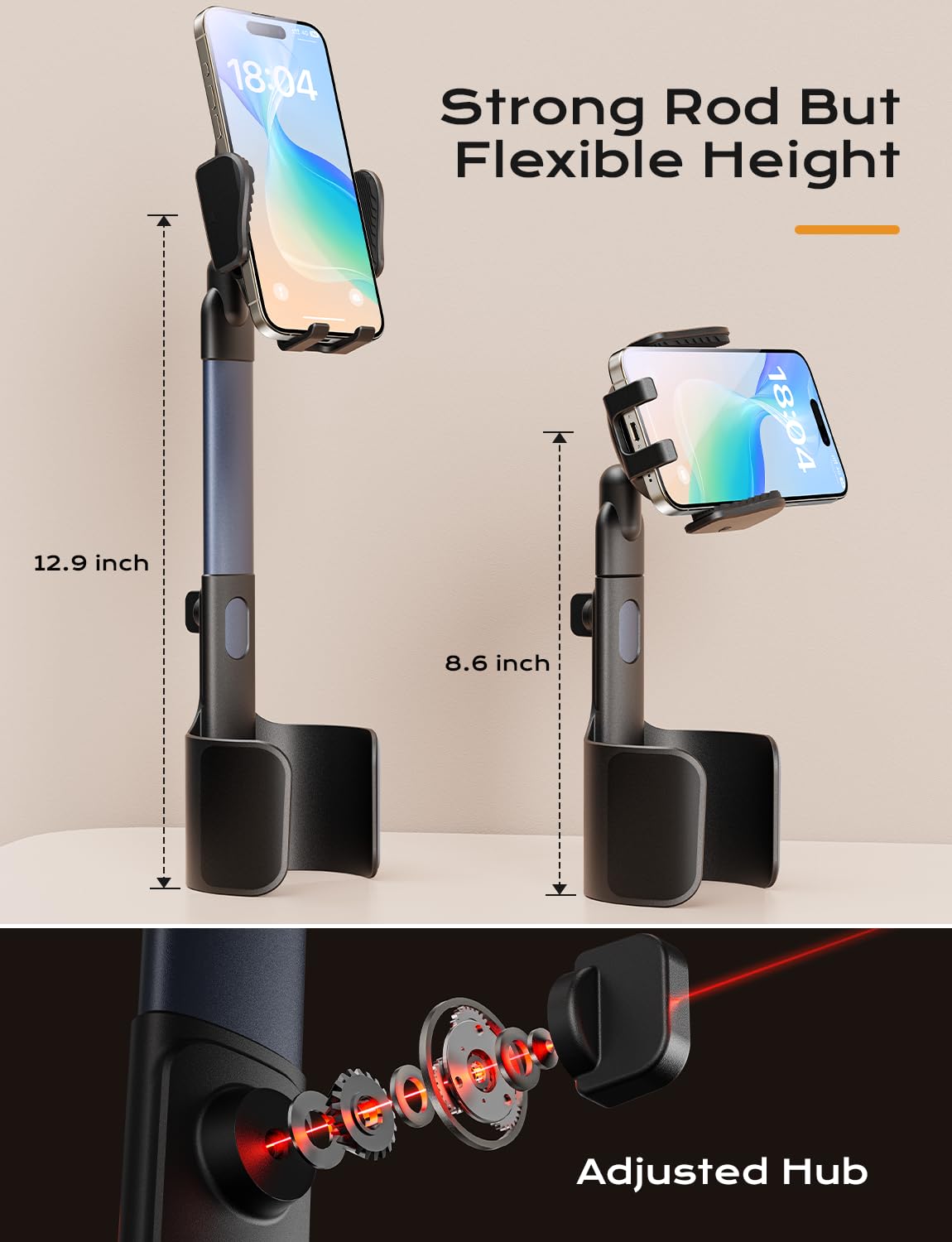 2 in 1 Car Cup Holder & Phone Mount - Universal Aluminum Alloy Car Phone Holder for 2.5-4