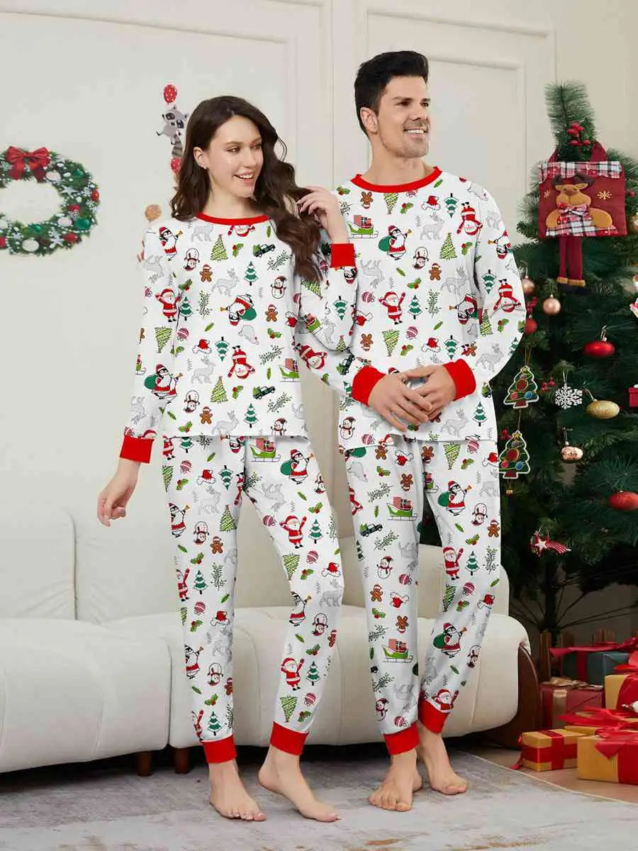 Printed Christmas Matching Family Pajamas Set - Cozy Holiday PJS for Family Photos & Festive Gatherings