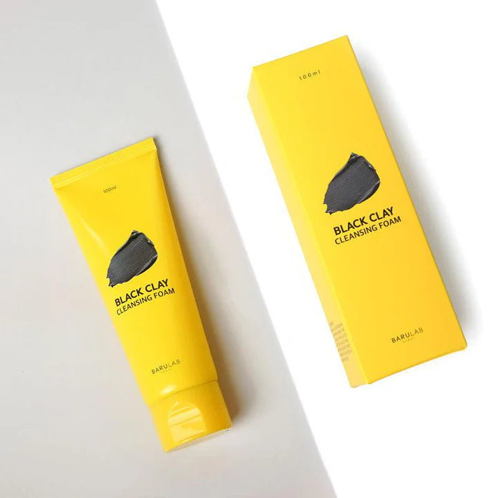 BARULAB Black Clay Cleansing Foam 100ml - Deep Pore Cleanser for Oily & Acne-Prone Skin - Perfect for Daily Face Wash Routine & Travel Skincare