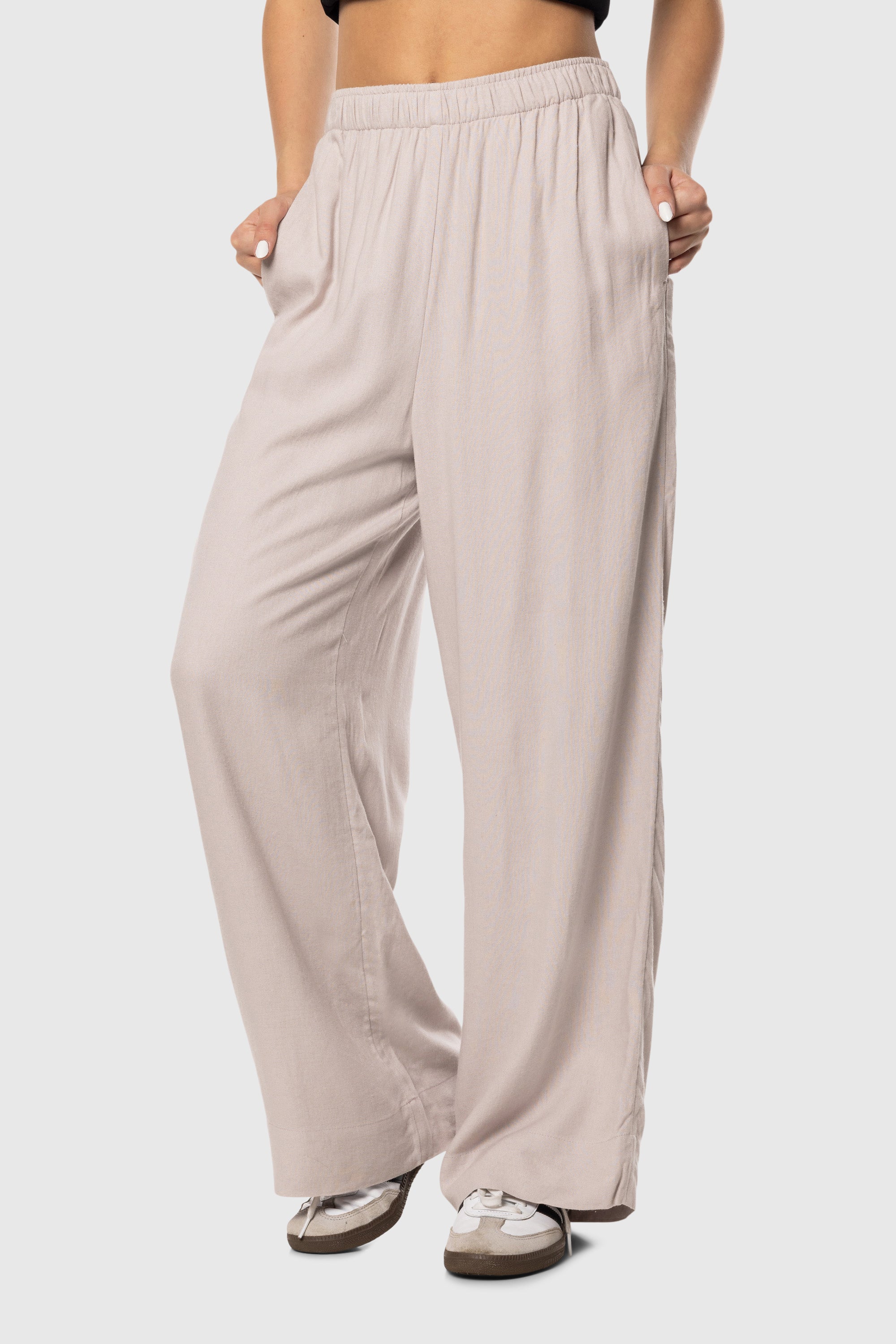 Linen Pants for Women - Soft & Breathable Grey Lilac Casual Trousers - Perfect for Summer, Travel & Relaxation