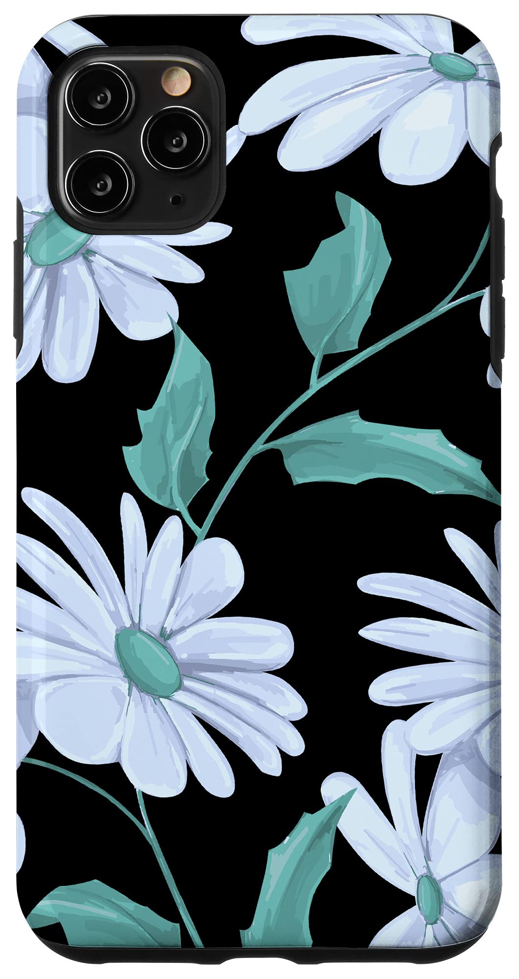 iPhone 11 Pro Max Case - Floral Daisy Design with Green Background & White Flowers | Durable Protective Cover for Gardening, Outdoor Activities & Everyday Use