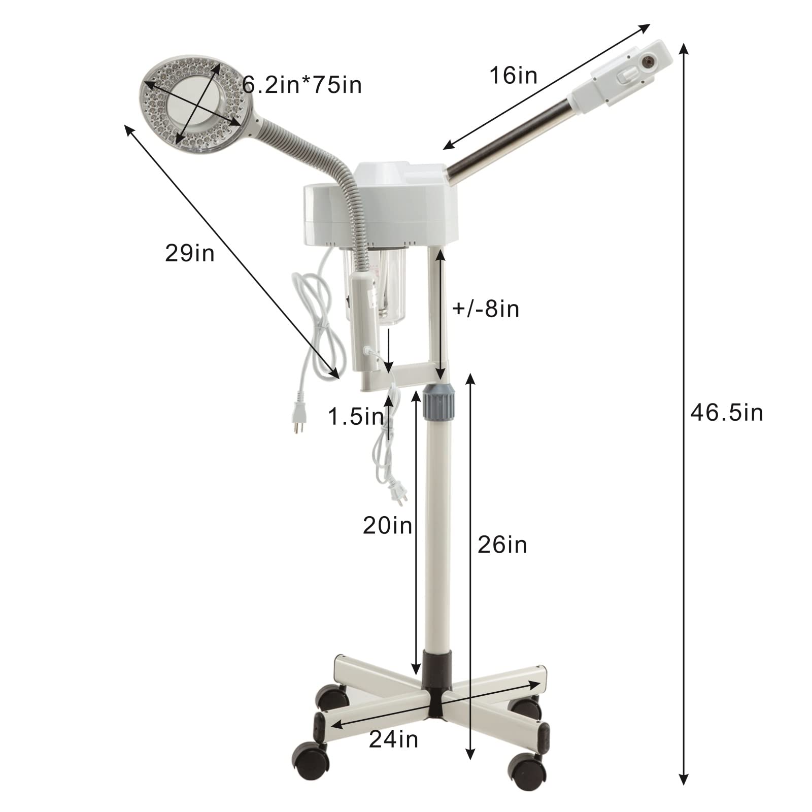 Professional 2-in-1 Facial Steamer with 5X LED Magnifying Lamp & Hot Ozone Function - Esthetician Grade Beauty Equipment for Home & Salon Use - Perfect for Deep Cleansing, Blackhead Removal & Skin Hydration