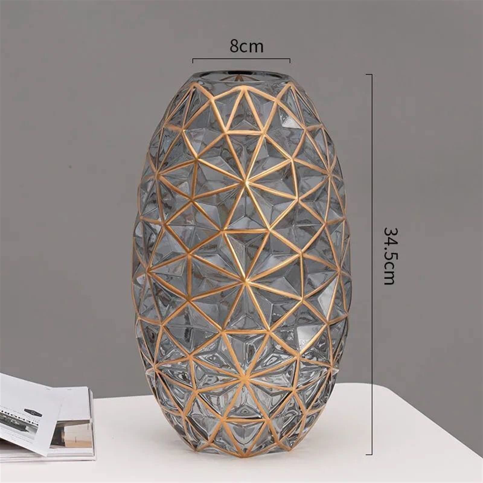 TOMYEUS 2-Piece Abstract Gold-Painted Glass Vase Set - Modern European Style Luxury Home Decor for Living Room, Dining Table, Wedding Centerpiece & Flower Arrangement (B-2PCS) - Elegant Interior Design Accessories for Housewarming Gifts & Holiday Decor