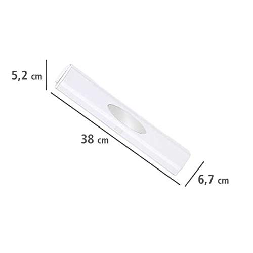 WENKO Plastic Wrap Dispenser with Built-in Cutter, Aluminum Foil & Saran Film Holder for Kitchen Organization, Refillable & Space-Saving (14.96 x 2.05 x 2.64 Inches, White) - Perfect for Food Storage, Meal Prep & Countertop Organization