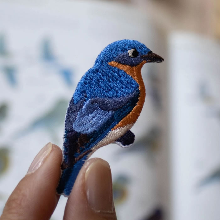 Bird Collective Eastern Bluebird Embroidered Iron-On Patch - Nature Inspired Applique for Jackets, Backpacks & DIY Crafts - Perfect for Outdoor Enthusiasts & Nature Lovers