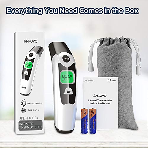 Non-Contact Infrared Thermometer for Adults & Kids - Digital LCD Screen, Fever Alarm, Memory Recall - Perfect for Home, Hospital & Travel Use
