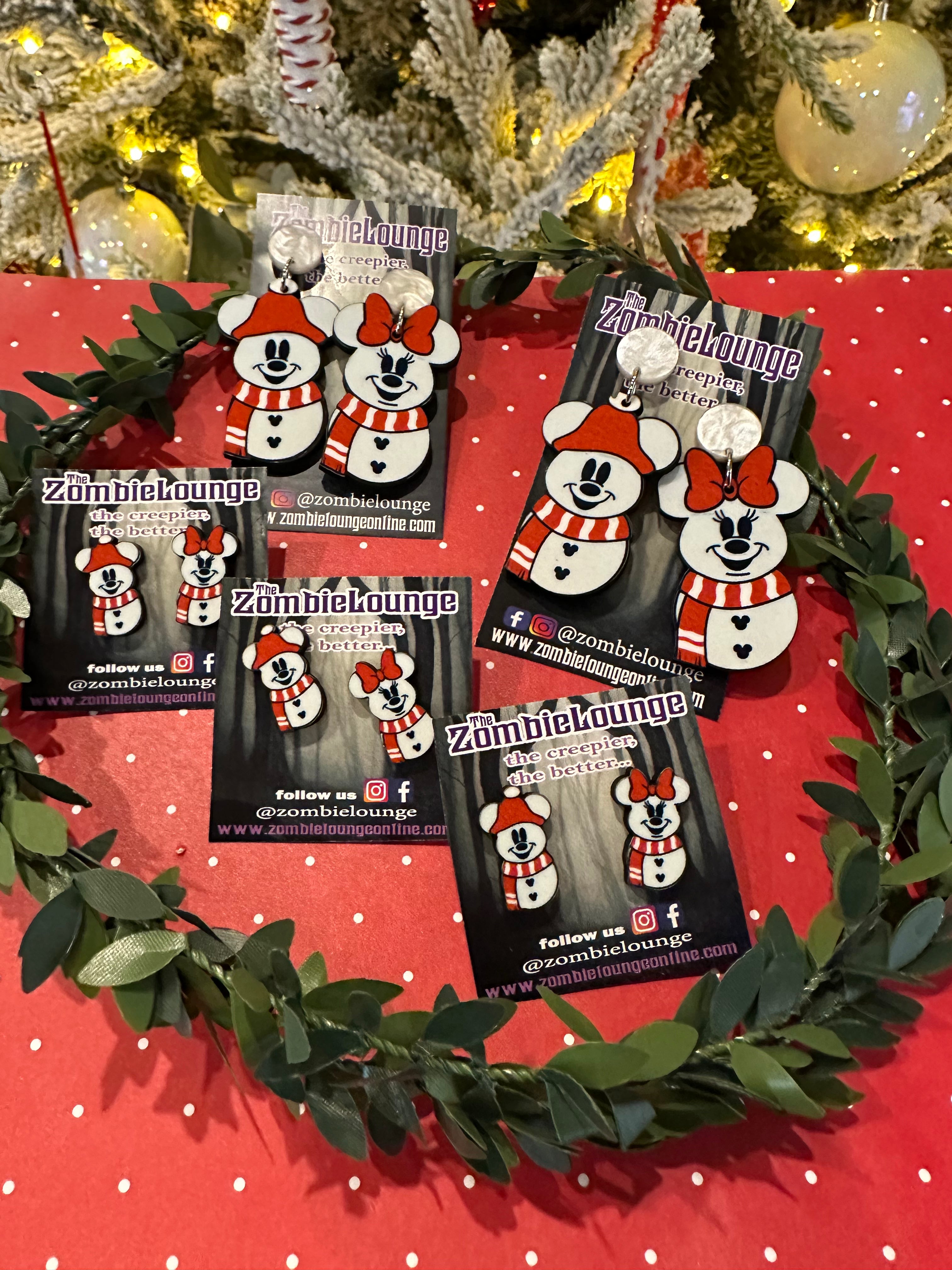 Snowman Mouse Earrings - Cute Winter Holiday Jewelry for Women & Girls - Perfect for Christmas Gifts, Party Favors & Festive Accessories