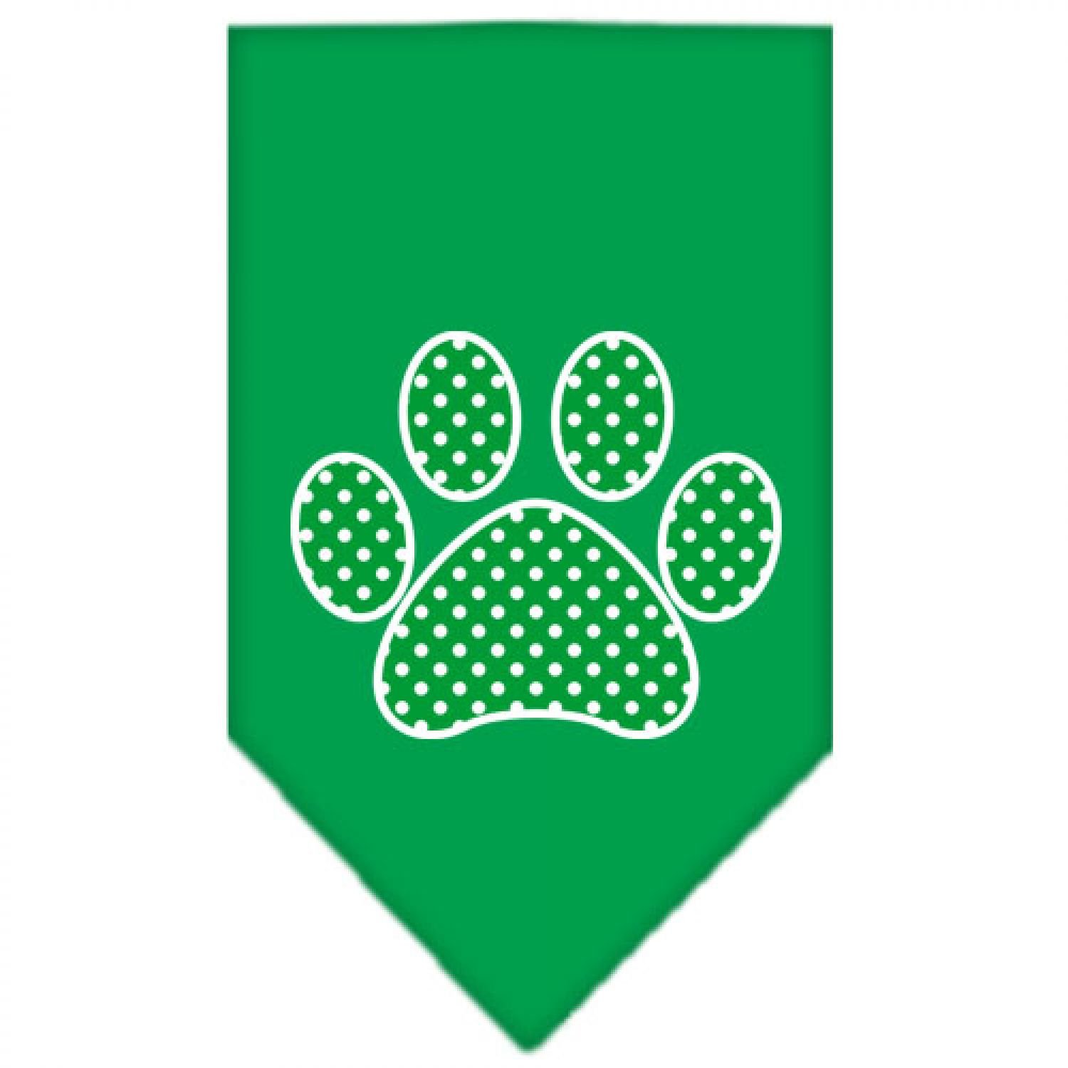 Green Swiss Dot Paw Print Dog Bandana - Emerald Green Small Pet Bandana for Dogs & Cats - Perfect for Pet Birthdays, Holidays & Photo Shoots
