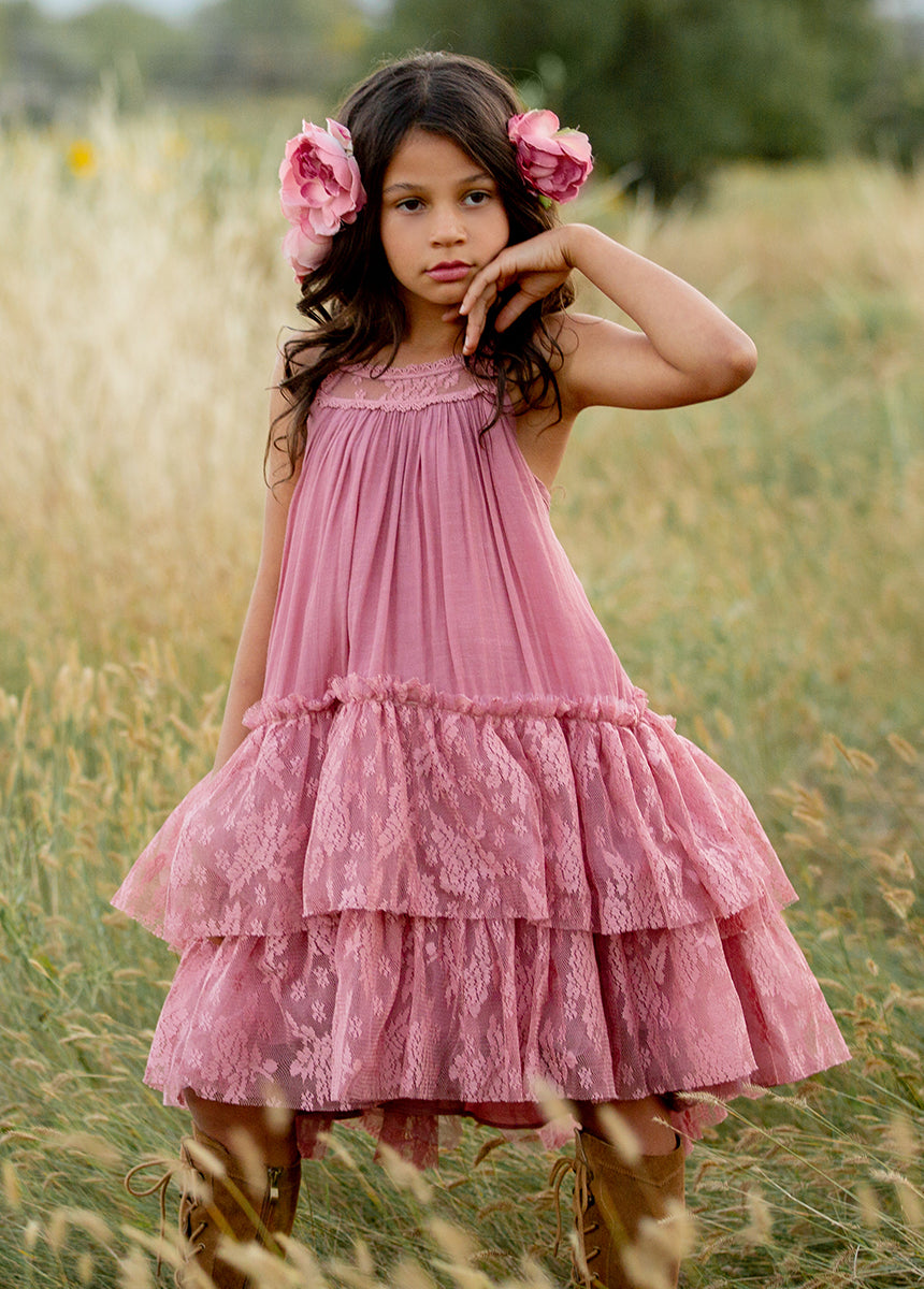 Elegant Catrina Dress in Dusty Rose - Flowy Midi Dress for Women | Perfect for Parties, Weddings & Special Occasions