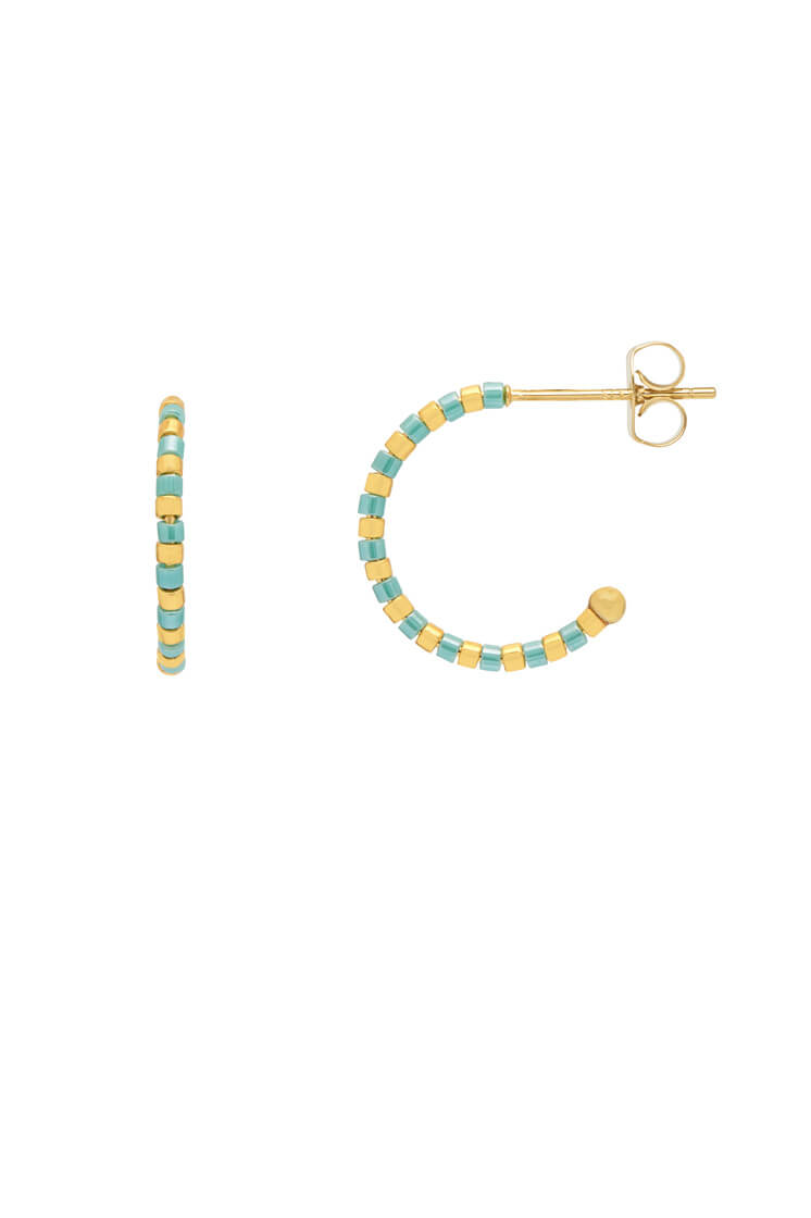 Seashore Beaded Hoop Earrings for Women - Handmade Bohemian Dangle Earrings with Shell & Pearl Accents - Perfect for Beach Vacations, Summer Outfits & Boho Fashion