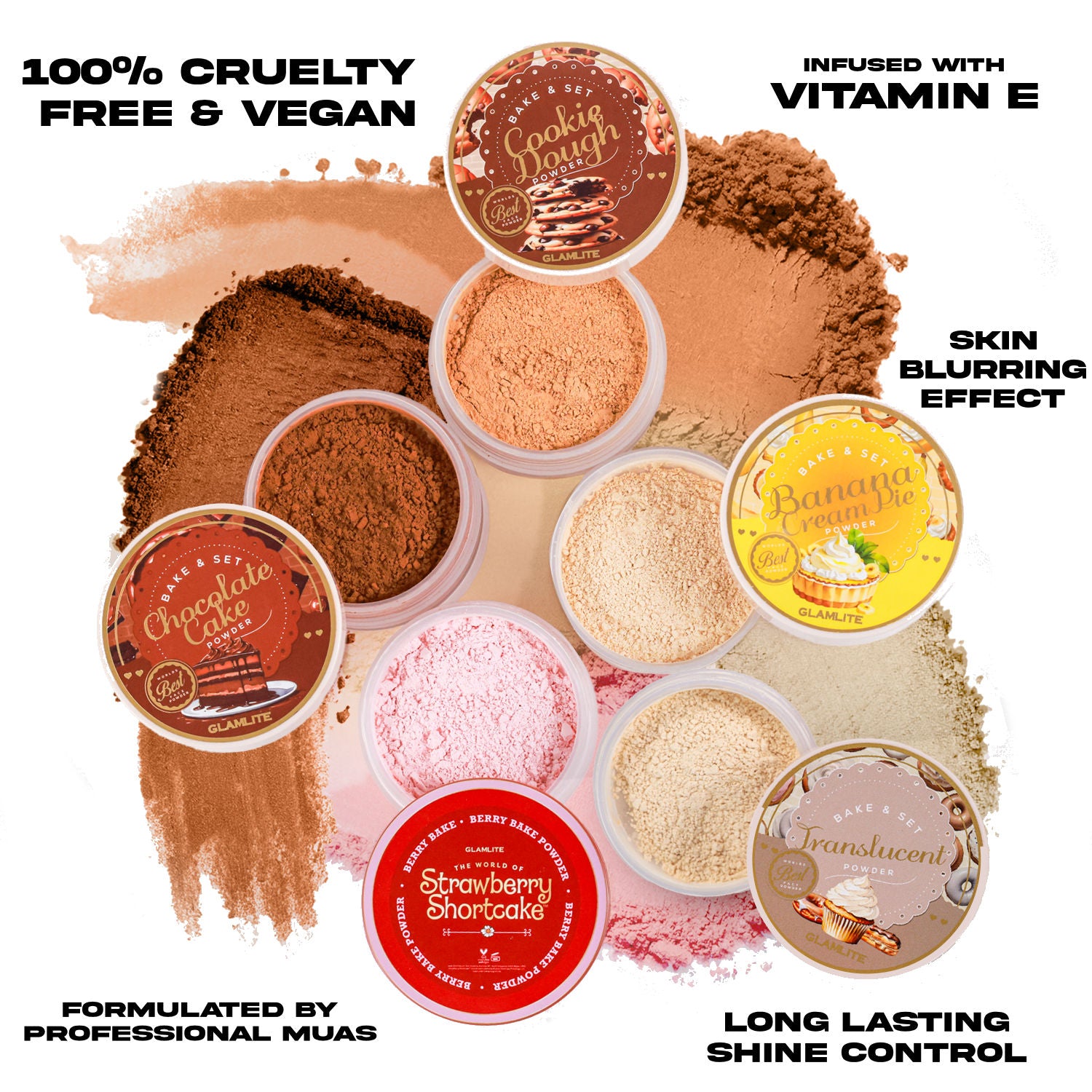 Strawberry Shortcake Bake & Set Powder - Long-Lasting Makeup Setting Powder for Oily Skin, Perfect for Baking & Finishing - Ideal for Daily Use, Special Occasions, and Professional Makeup Artists
