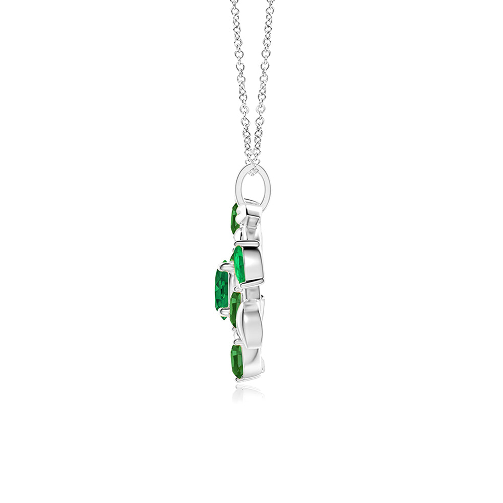 Elegant Round & Marquise Cut Emerald Olive Branch Statement Necklace Pendant - Perfect for Weddings, Parties & Special Occasions