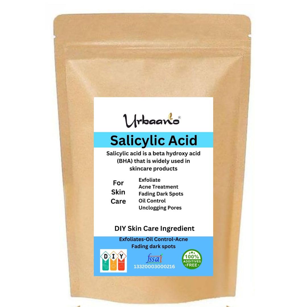 Urbaano Pure Salicylic Acid Powder for DIY Skincare - Face Wash, Cleanser, Lotion, Gel & Body Wash | Acne Treatment & Exfoliation | Perfect for Homemade Beauty Creams & Cosmetic Formulations
