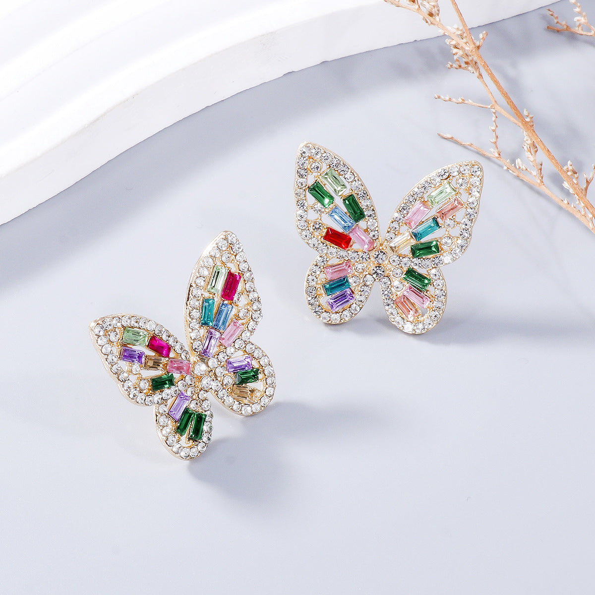 Stylish Alloy Inlaid Rhinestone Butterfly Earrings for Women | Elegant Dangle Drop Ear Jewelry | Perfect for Parties, Weddings & Date Nights