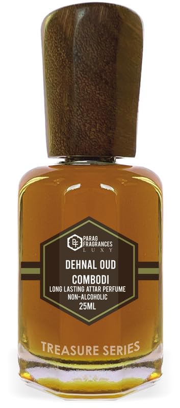 Parag Fragrances Dehnal Oud Cambodi Attar 25ml - Premium Natural Long-Lasting Perfume Oil for Men | Alcohol-Free Attar for Worship, Pooja & Daily Wear | Exotic Treasure Series Fragrance