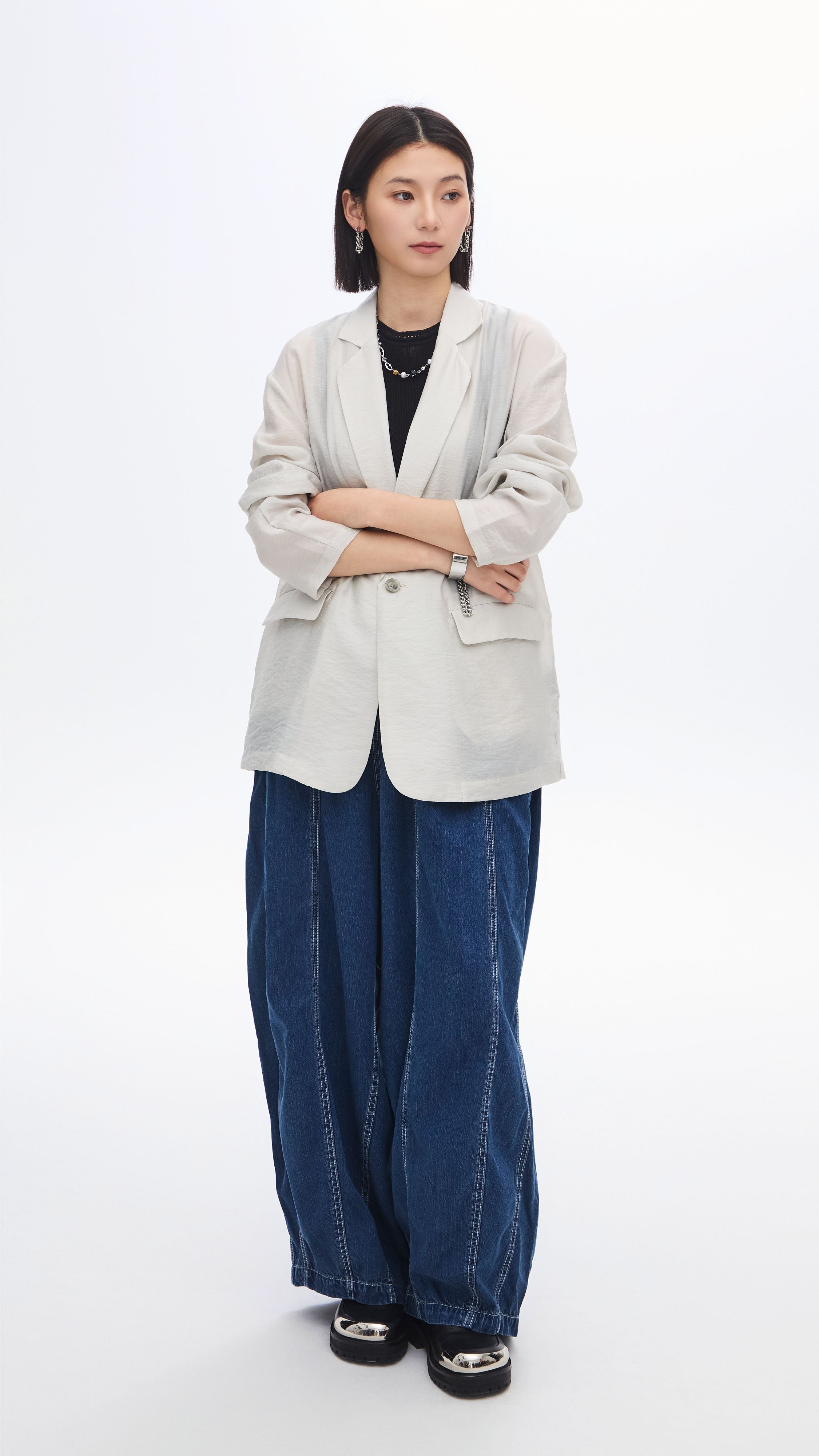 Women's Lightweight Sheer Blazer Jacket - Elegant Open Knit Office Wear for Business & Casual Outfits | Perfect for Work, Parties & Special Occasions