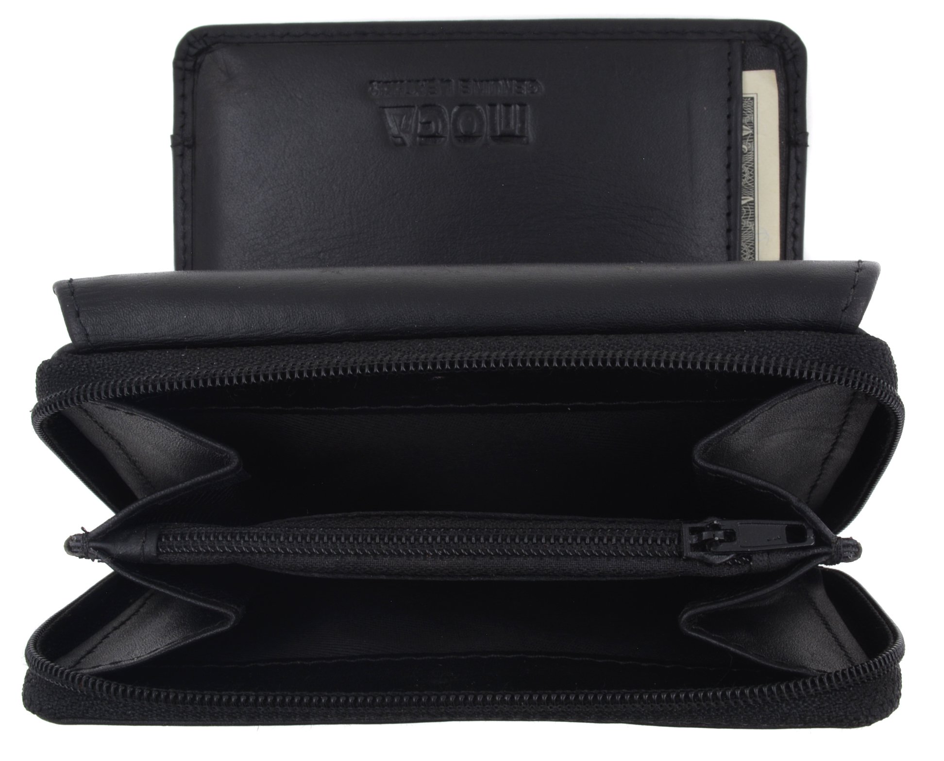 Genuine Leather Women's Trifold ID Card Holder Wallet with Zippered Compartment - Stylish RFID Blocking Wallet for Work, Travel & Everyday Use