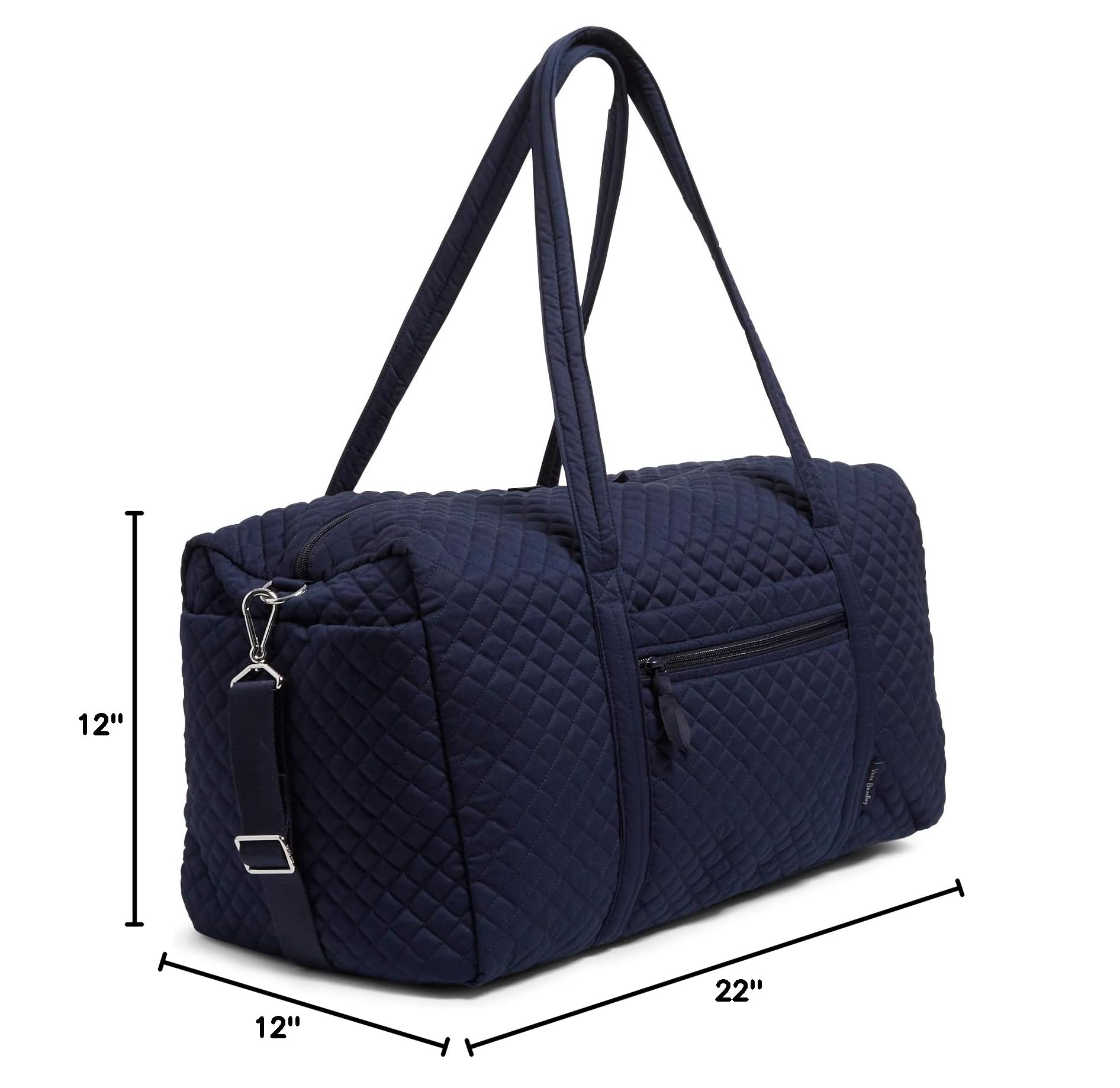 Vera Bradley Women's Large Cotton Travel Duffel Bag - True Navy, Spacious Carry-On Weekender for Gym, Beach & Overnight Trips