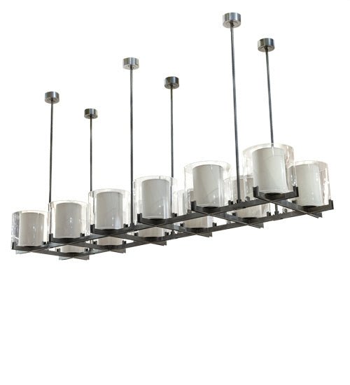 12-Light Modern Chandelier Pendant Lighting Fixture for Dining Room, Kitchen Island & Living Room - Dimmable LED Hanging Light with Clear Glass Shades