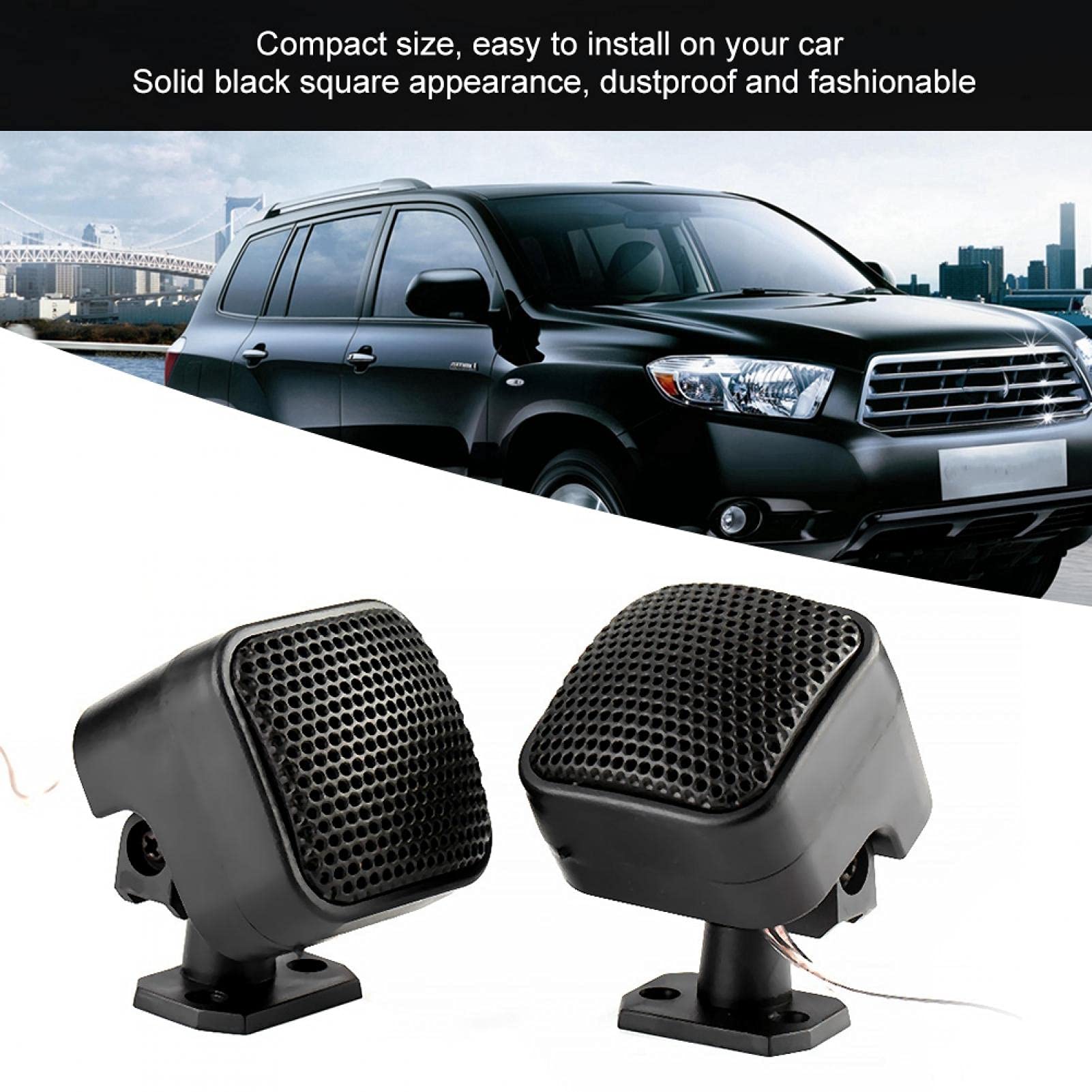 KIMISS 500W Car Tweeter Audio Speakers (2pcs) - High Power Square Small Loudspeakers for Clear Music & Sound | Perfect for Car Audio Upgrades, Road Trips & Enhanced In-Car Entertainment