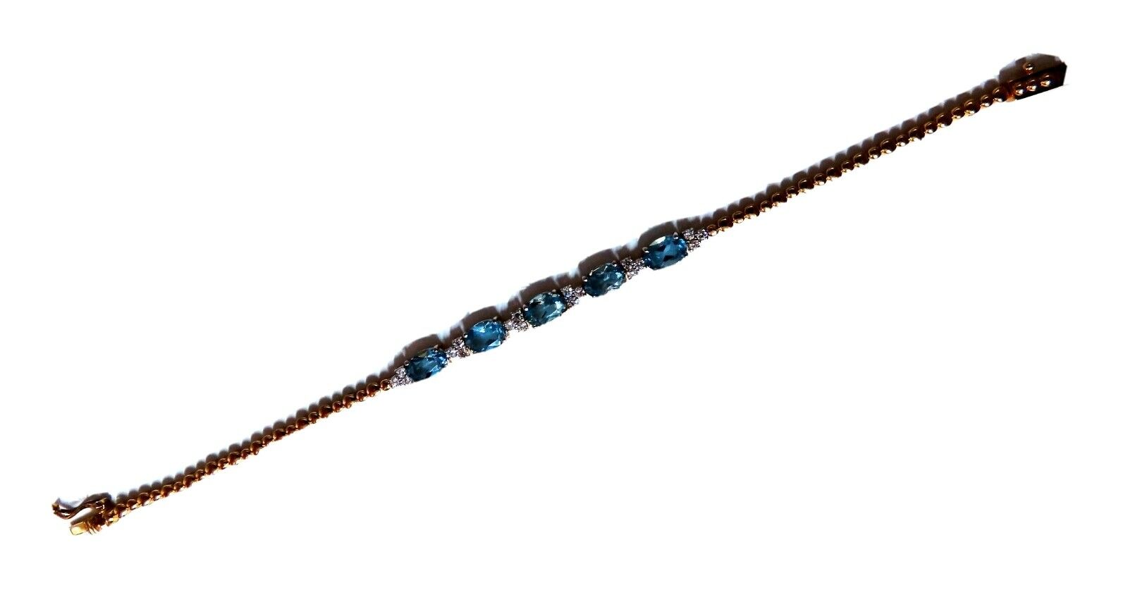 3.34ct Natural Aquamarine Diamond Tennis Bracelet in 14K Gold - Vivid Prime Aqua Blue Gemstone Jewelry for Women, Perfect for Weddings, Parties & Special Occasions