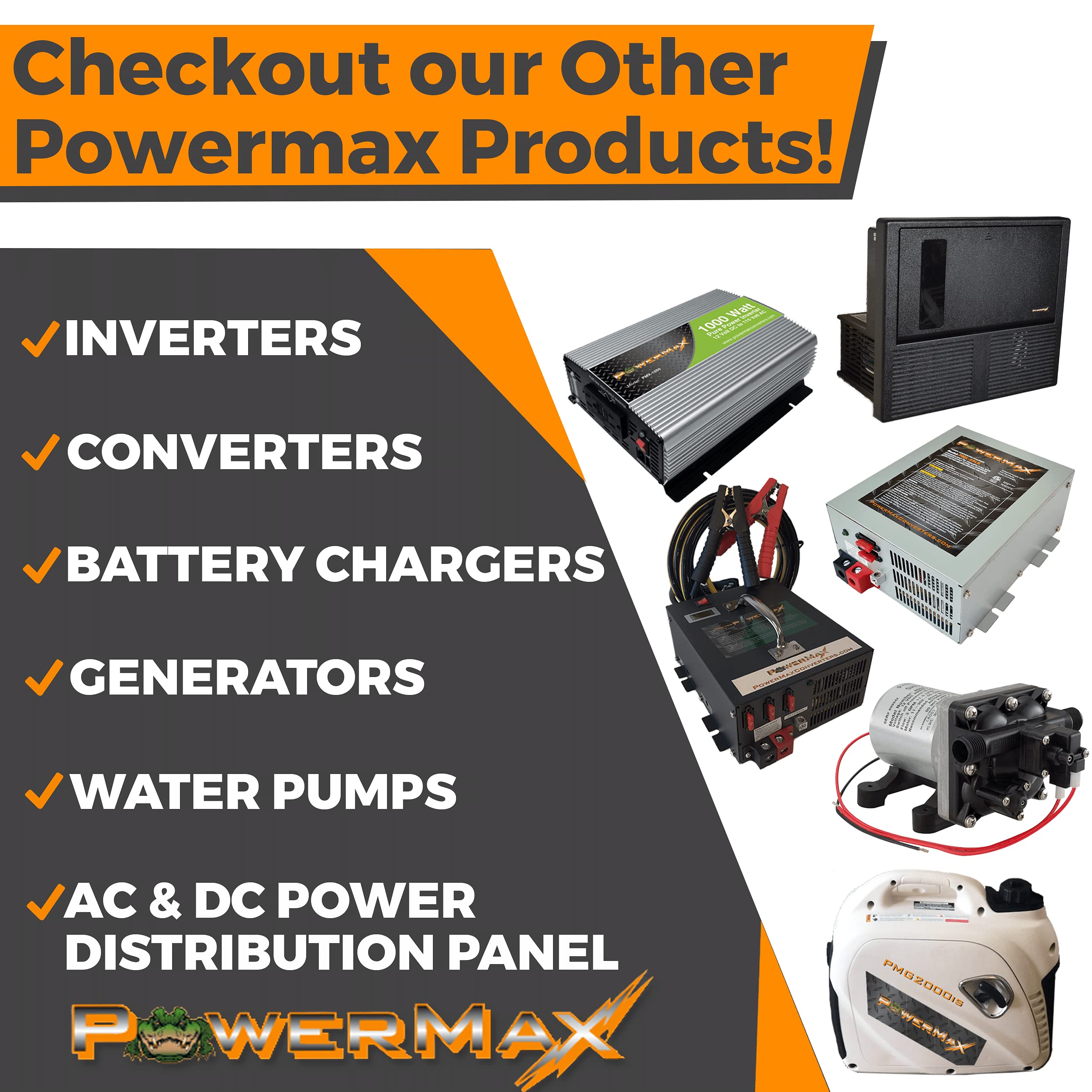 PowerMax PMBC-75 75 Amp 12V Battery Charger with Heavy Duty Clamps - Fast Charging for Cars, Trucks, Boats & RVs - Perfect for Home Garage, Roadside Emergencies & Marine Use
